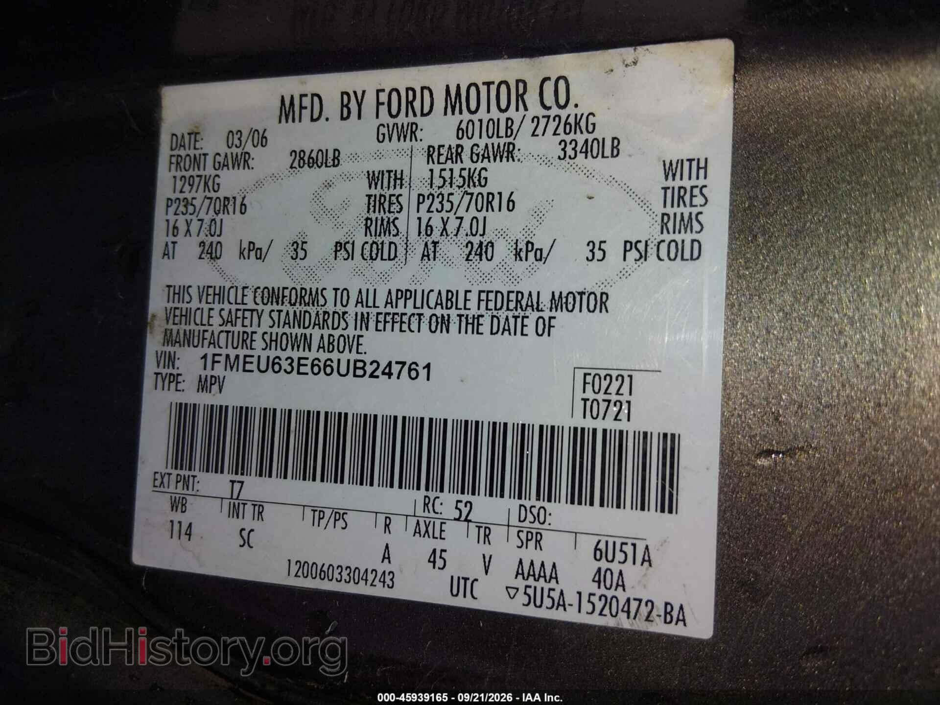2006 FORD EXPLORER - VIN: 1FMEU63E66UB24761 - Фото 9