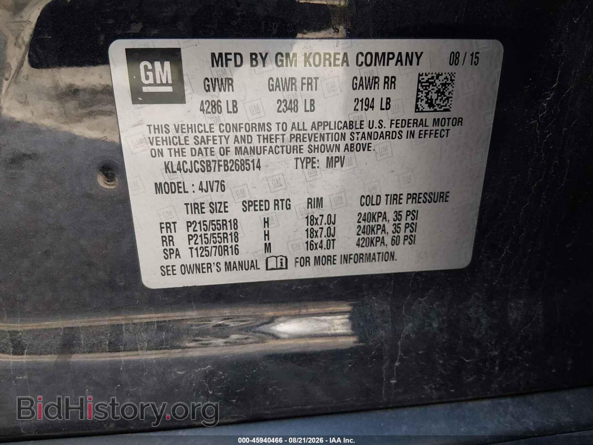 2015 BUICK ENCORE - VIN: KL4CJCSB7FB268514 - Photo 9