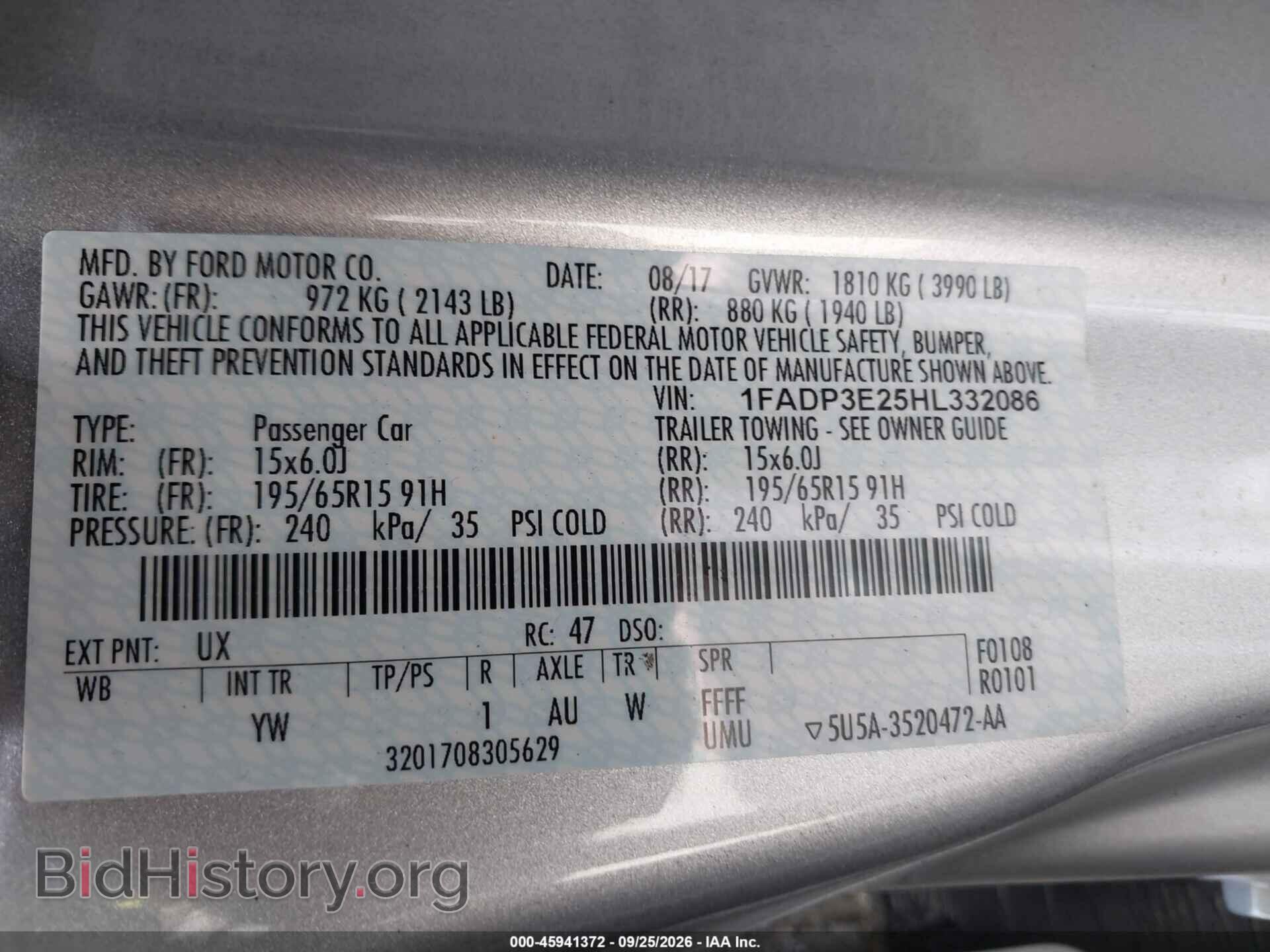 2017 FORD FOCUS - VIN: 1FADP3E25HL332086 - Фото 9