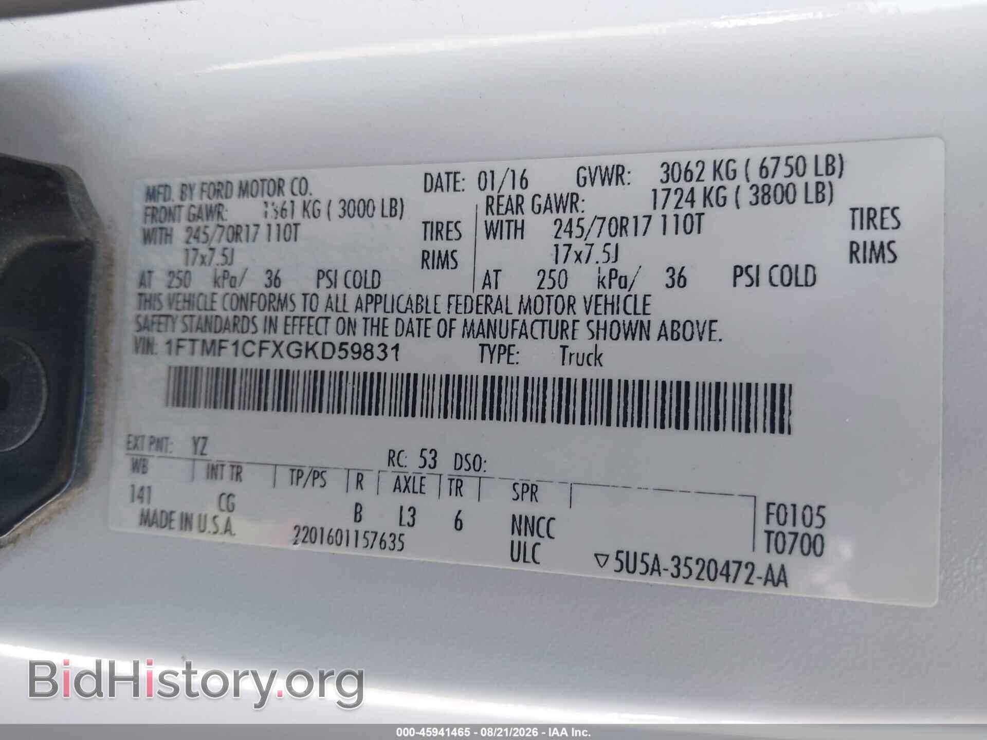 2016 FORD F-150 - VIN: 1FTMF1CFXGKD59831 - Photo 9