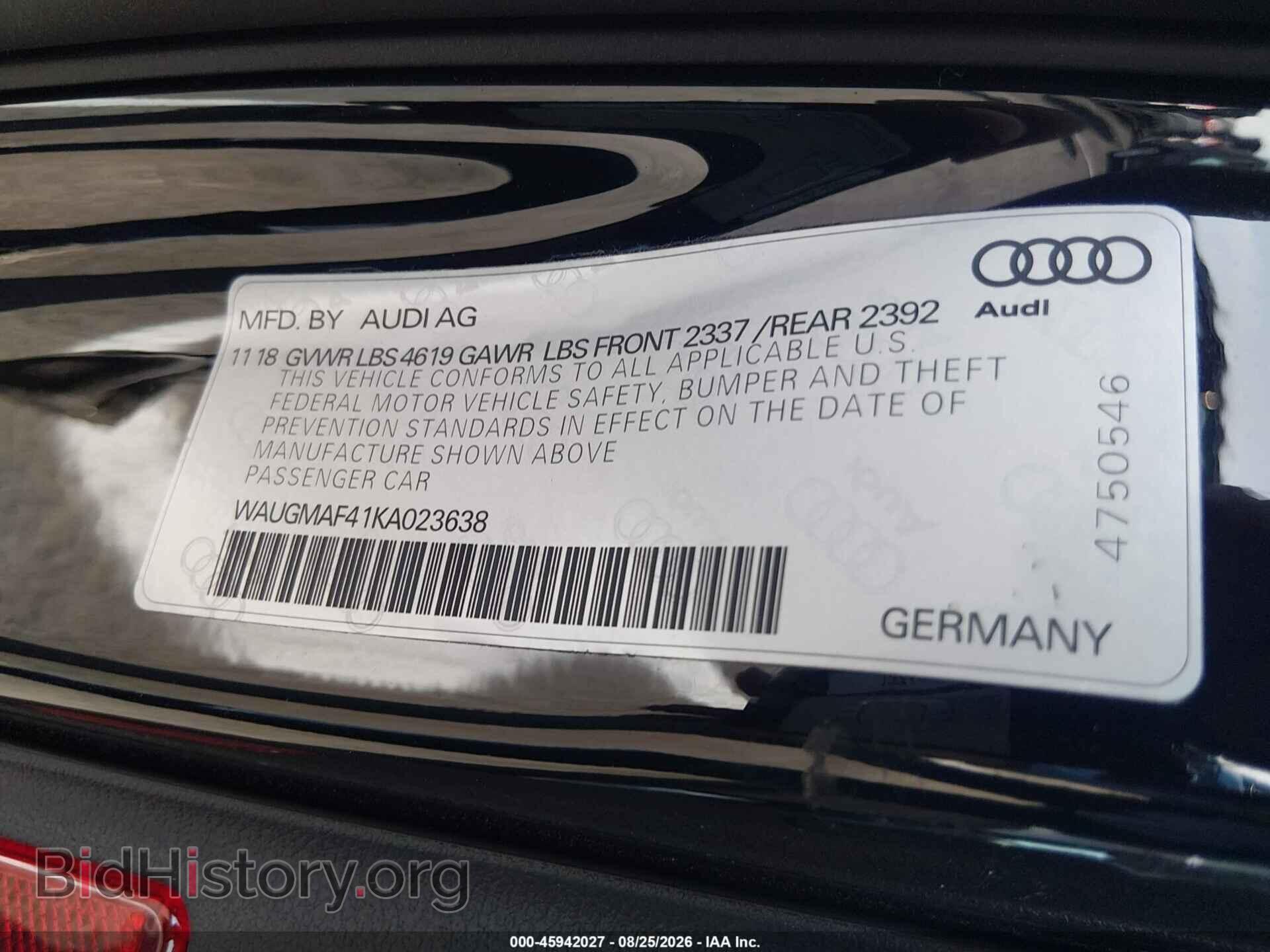 2019 AUDI A4 - VIN: WAUGMAF41KA023638 - Photo 9