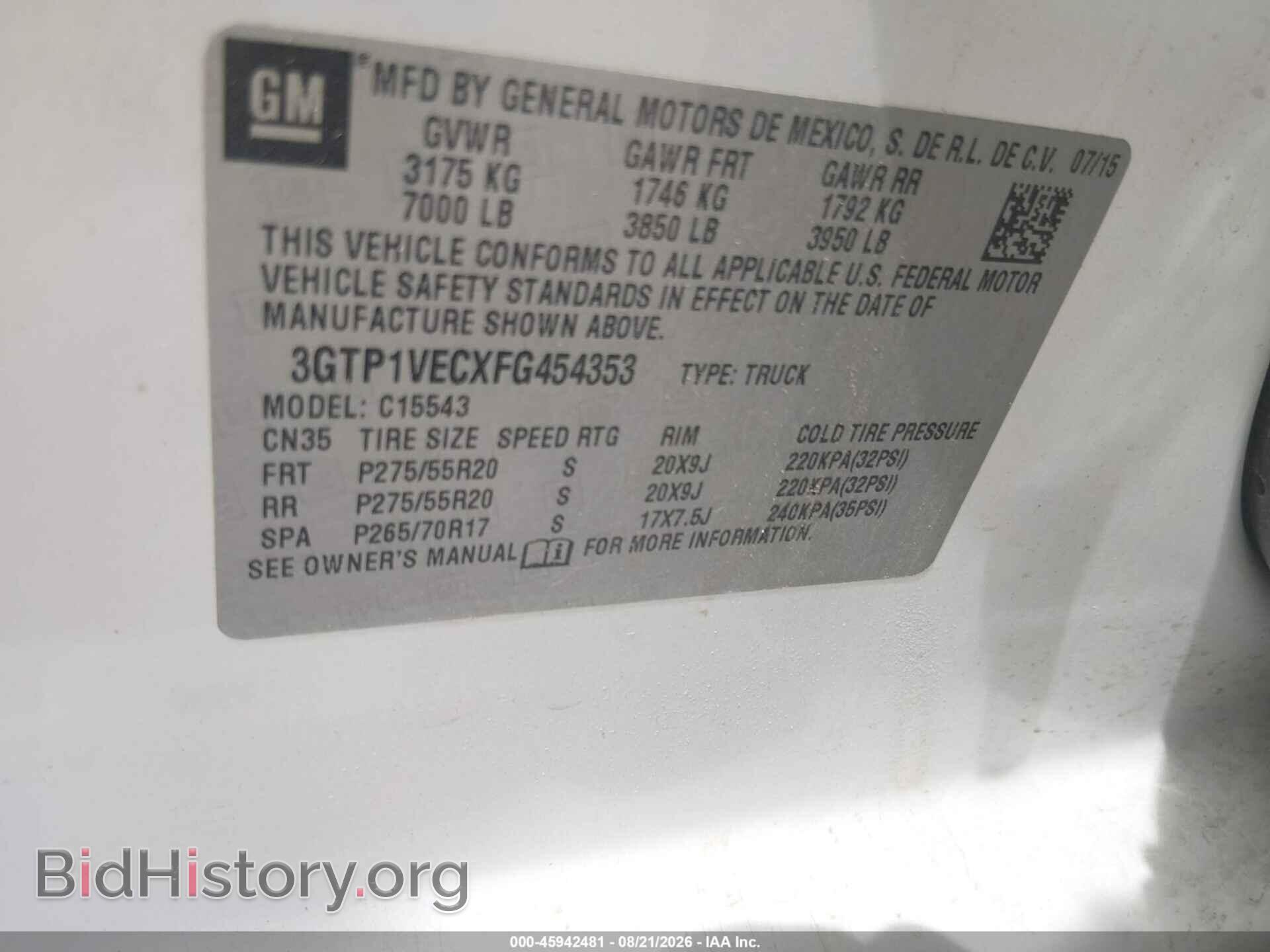 2015 GMC SIERRA 1500 - VIN: 3GTP1VECXFG454353 - Photo 9