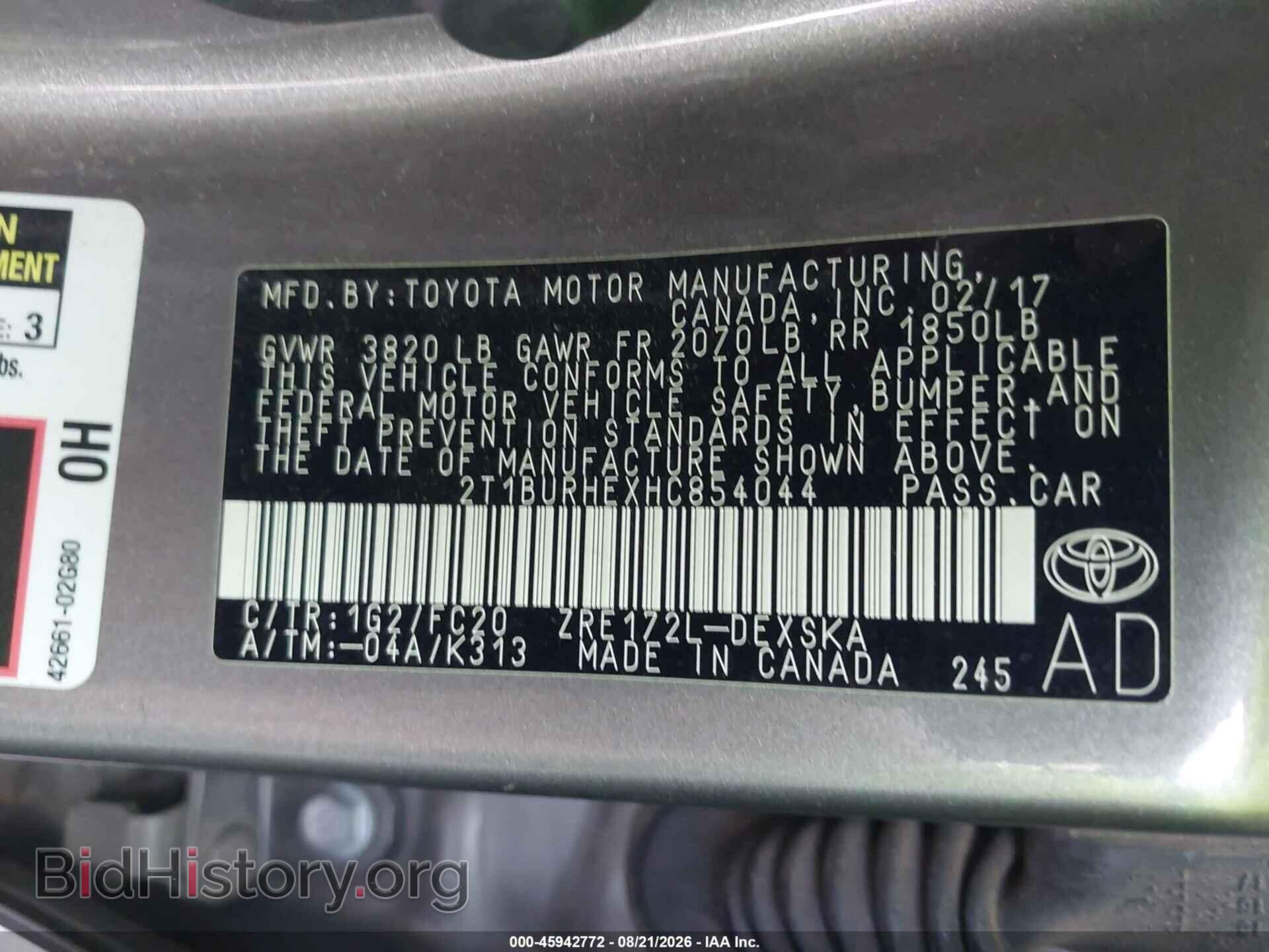 2017 TOYOTA COROLLA - VIN: 2T1BURHEXHC854044 - Фото 9