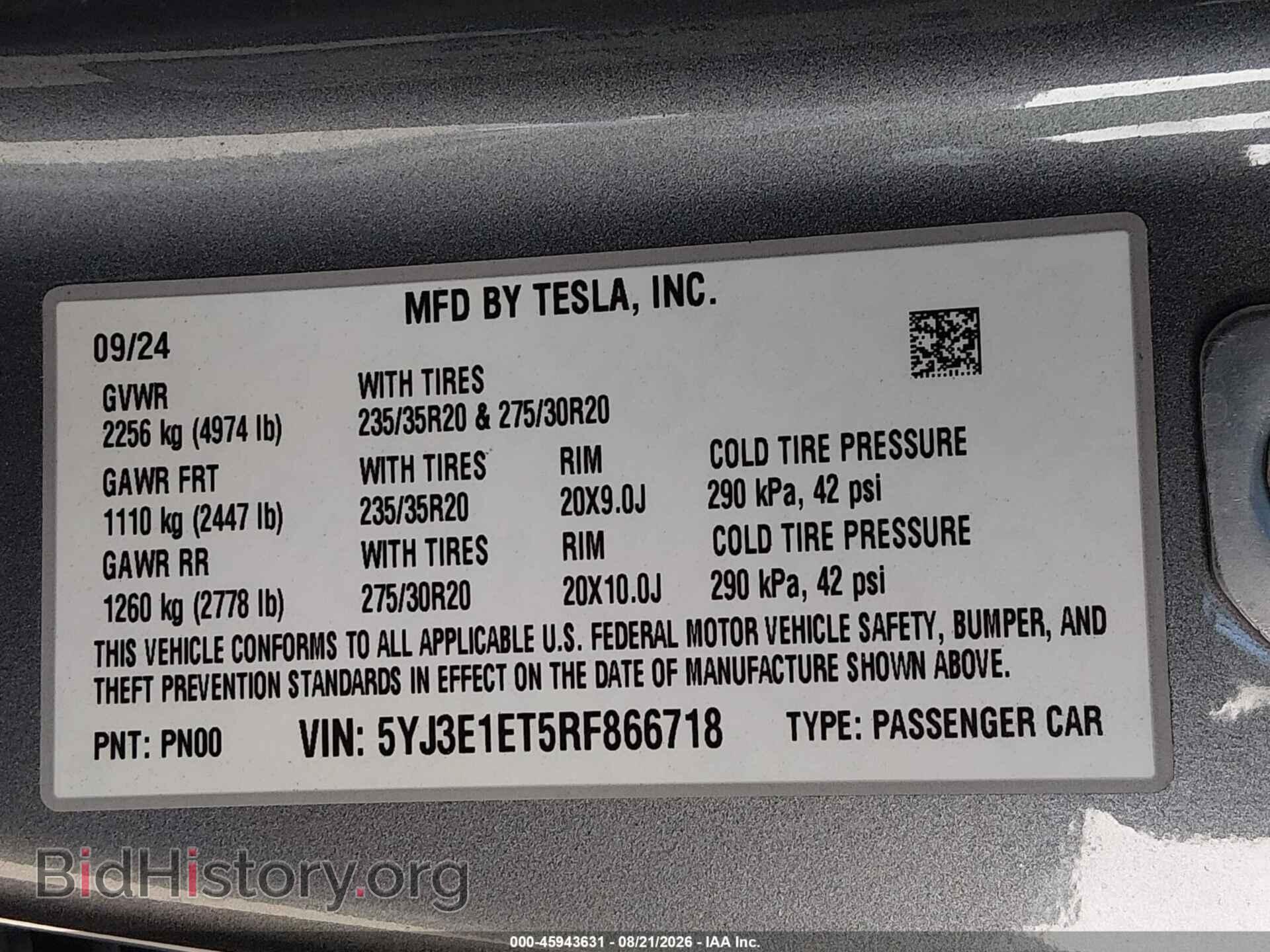 2024 TESLA MODEL 3 - VIN: 5YJ3E1ET5RF866718 - Photo 9