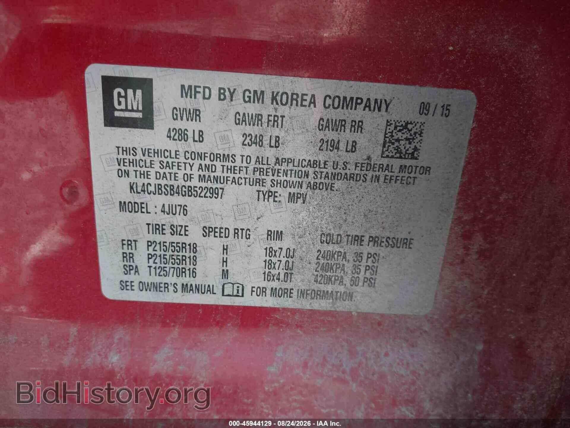 2016 BUICK ENCORE - VIN: KL4CJBSB4GB522997 - Photo 9