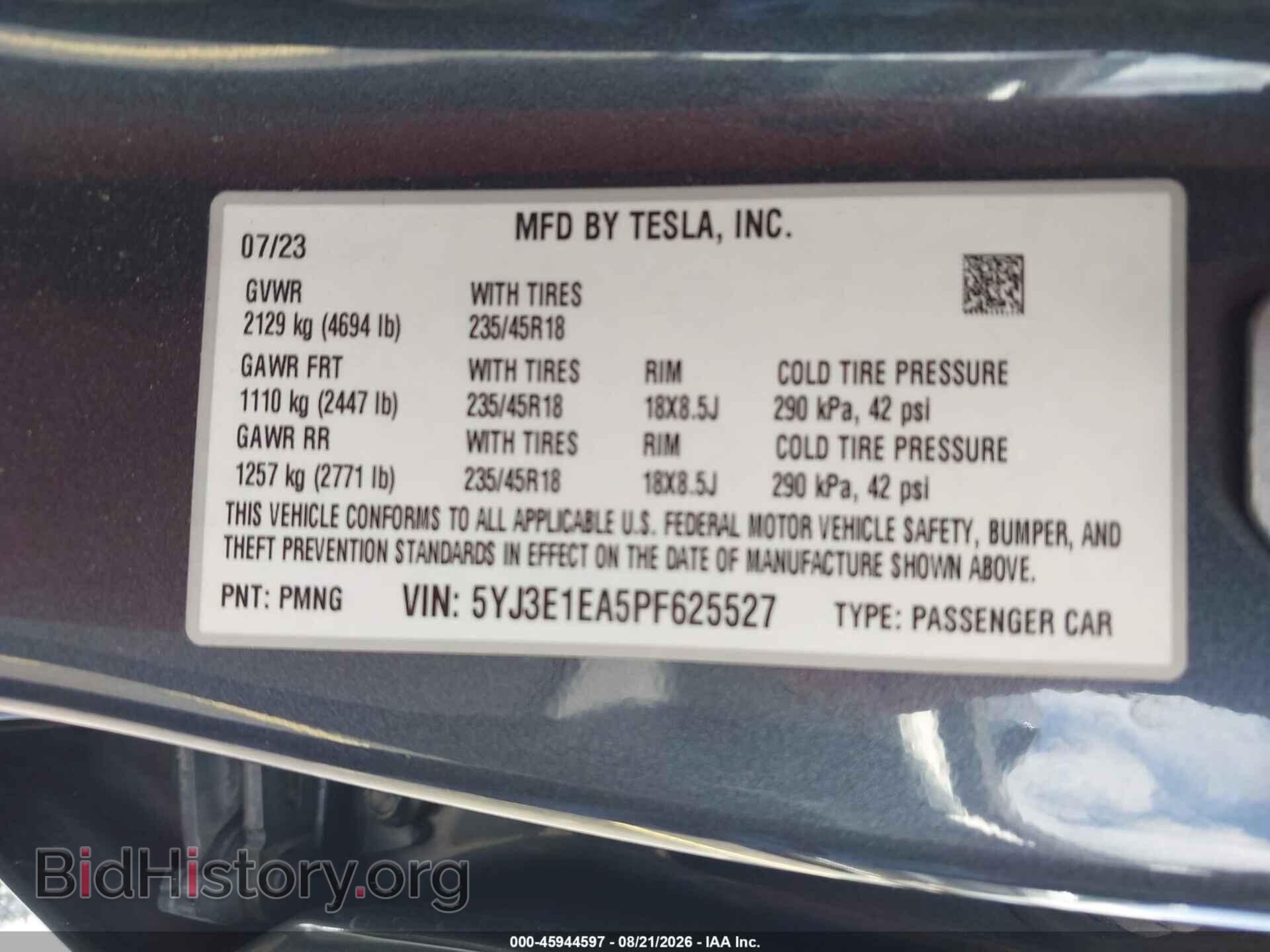 2023 TESLA MODEL 3 - VIN: 5YJ3E1EA5PF625527 - Фото 9