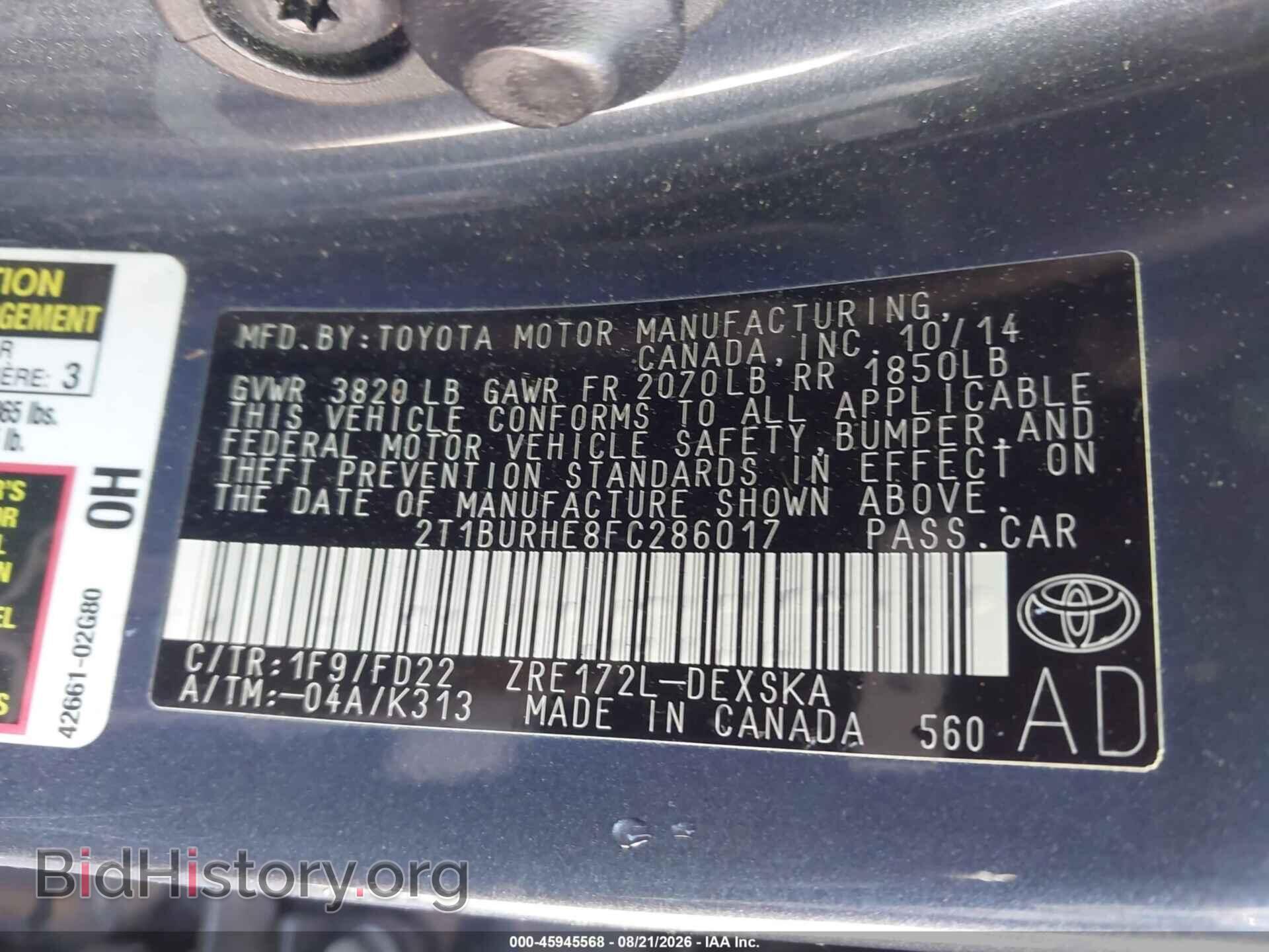 2015 TOYOTA COROLLA - VIN: 2T1BURHE8FC286017 - Photo 9