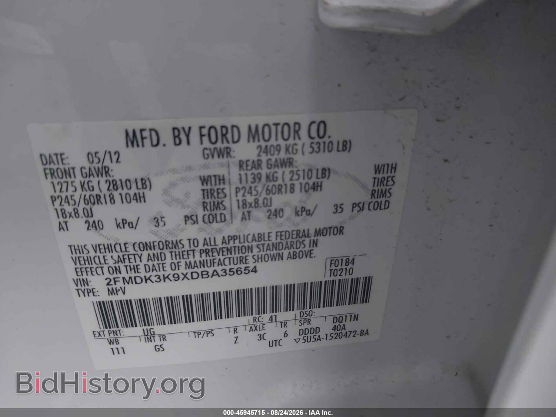 2013 FORD EDGE - VIN: 2FMDK3K9XDBA35654 - Photo 9