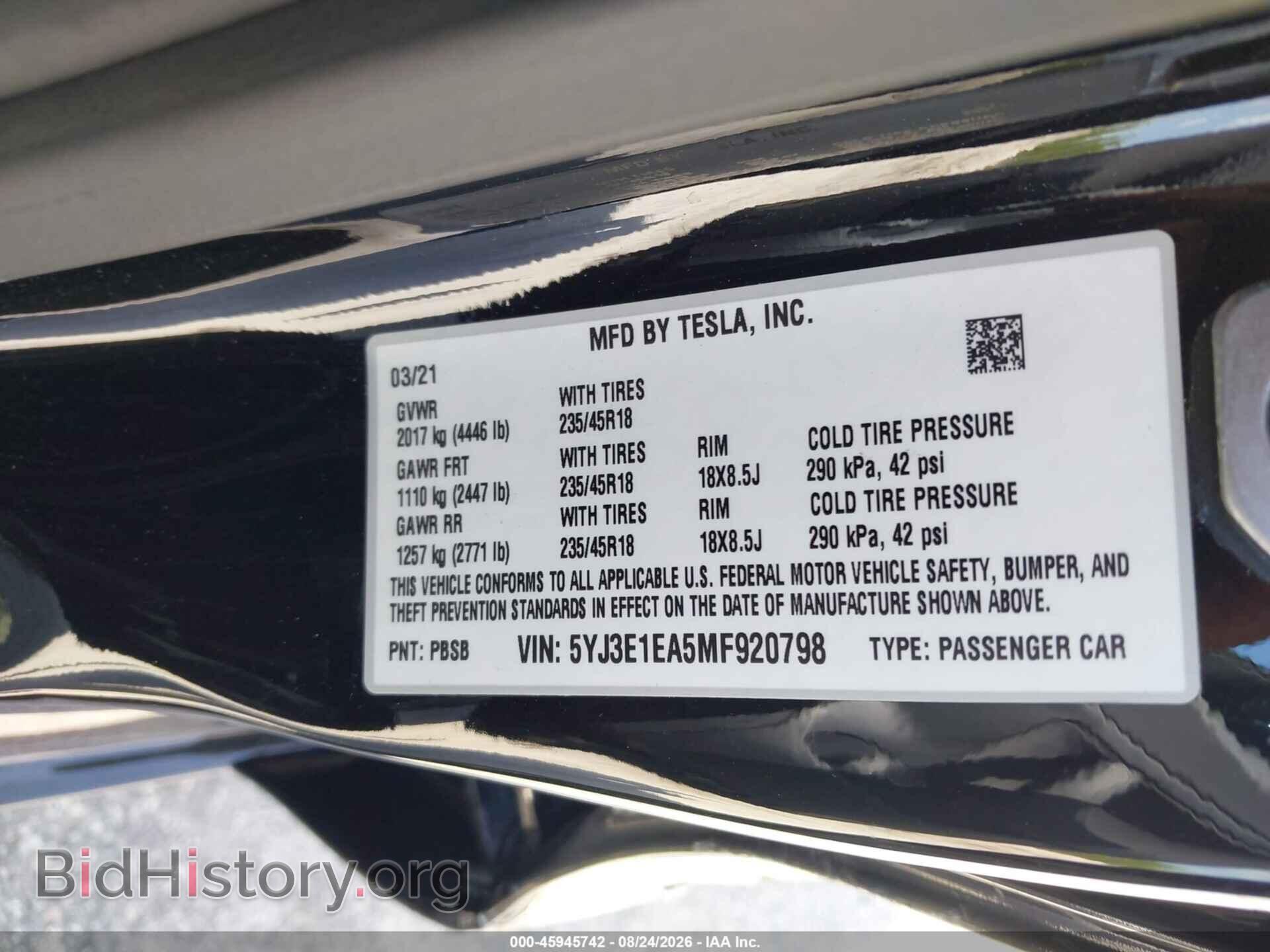 2021 TESLA MODEL 3 - VIN: 5YJ3E1EA5MF920798 - Photo 9