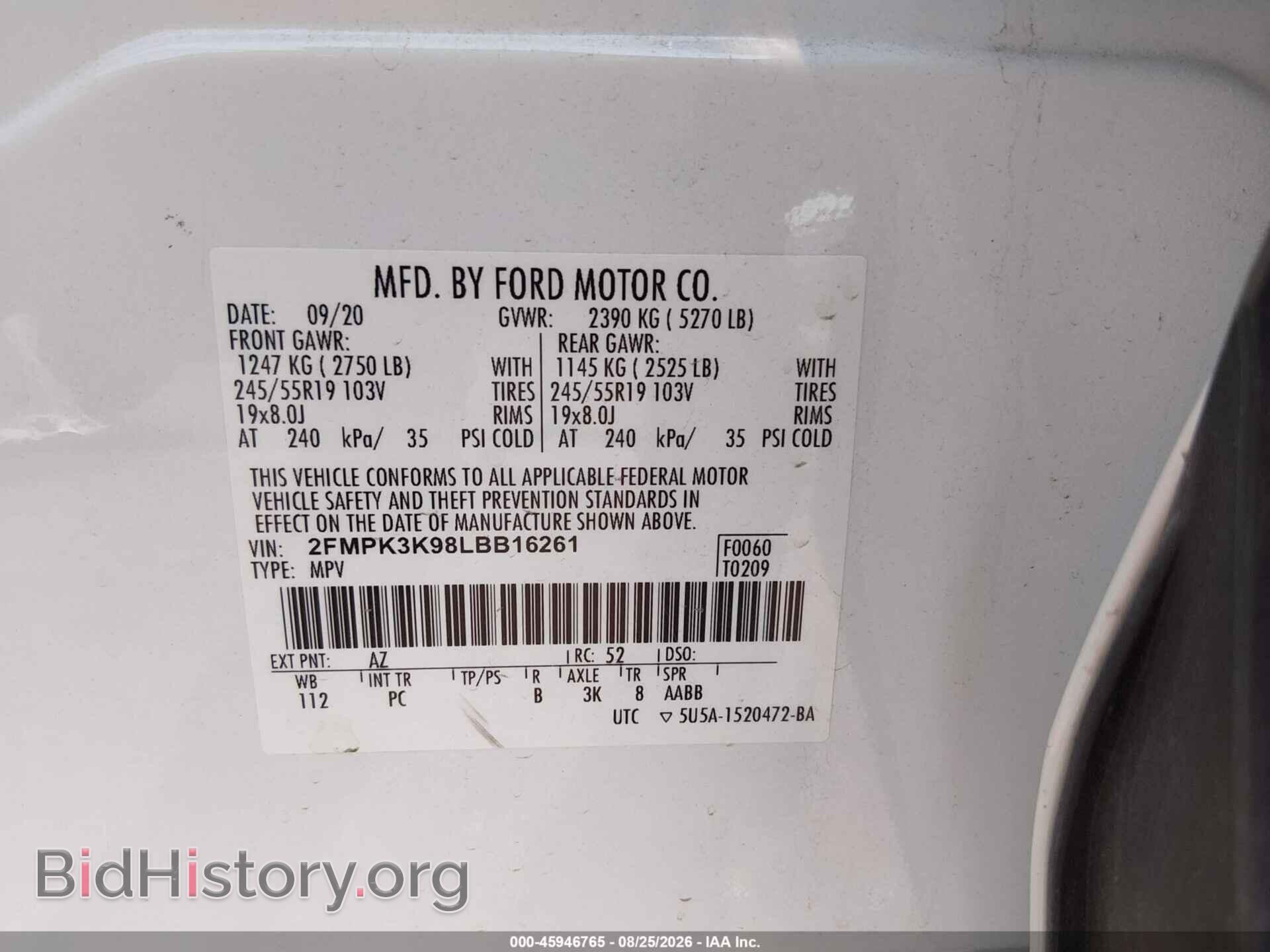 2020 FORD EDGE - VIN: 2FMPK3K98LBB16261 - Photo 9