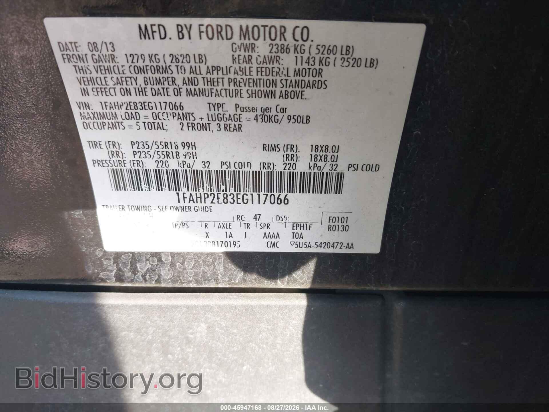 2014 FORD TAURUS - VIN: 1FAHP2E83EG117066 - Photo 9