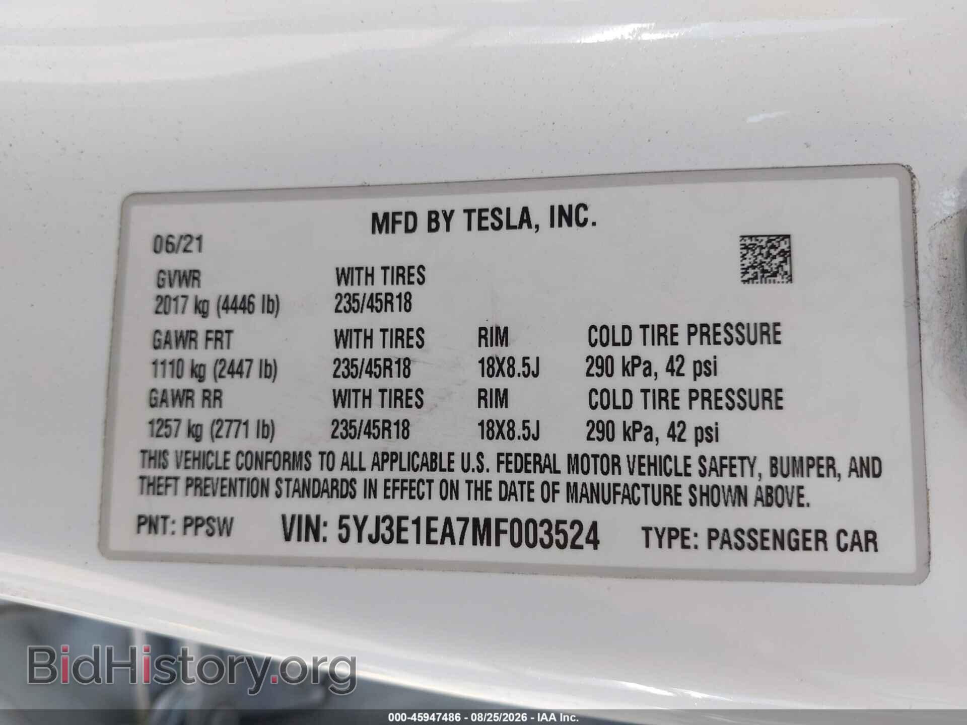 2021 TESLA MODEL 3 - VIN: 5YJ3E1EA7MF003524 - Photo 9