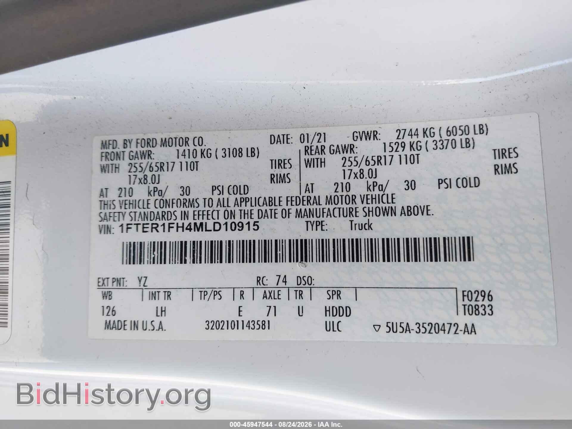 2021 FORD RANGER - VIN: 1FTER1FH4MLD10915 - Photo 9