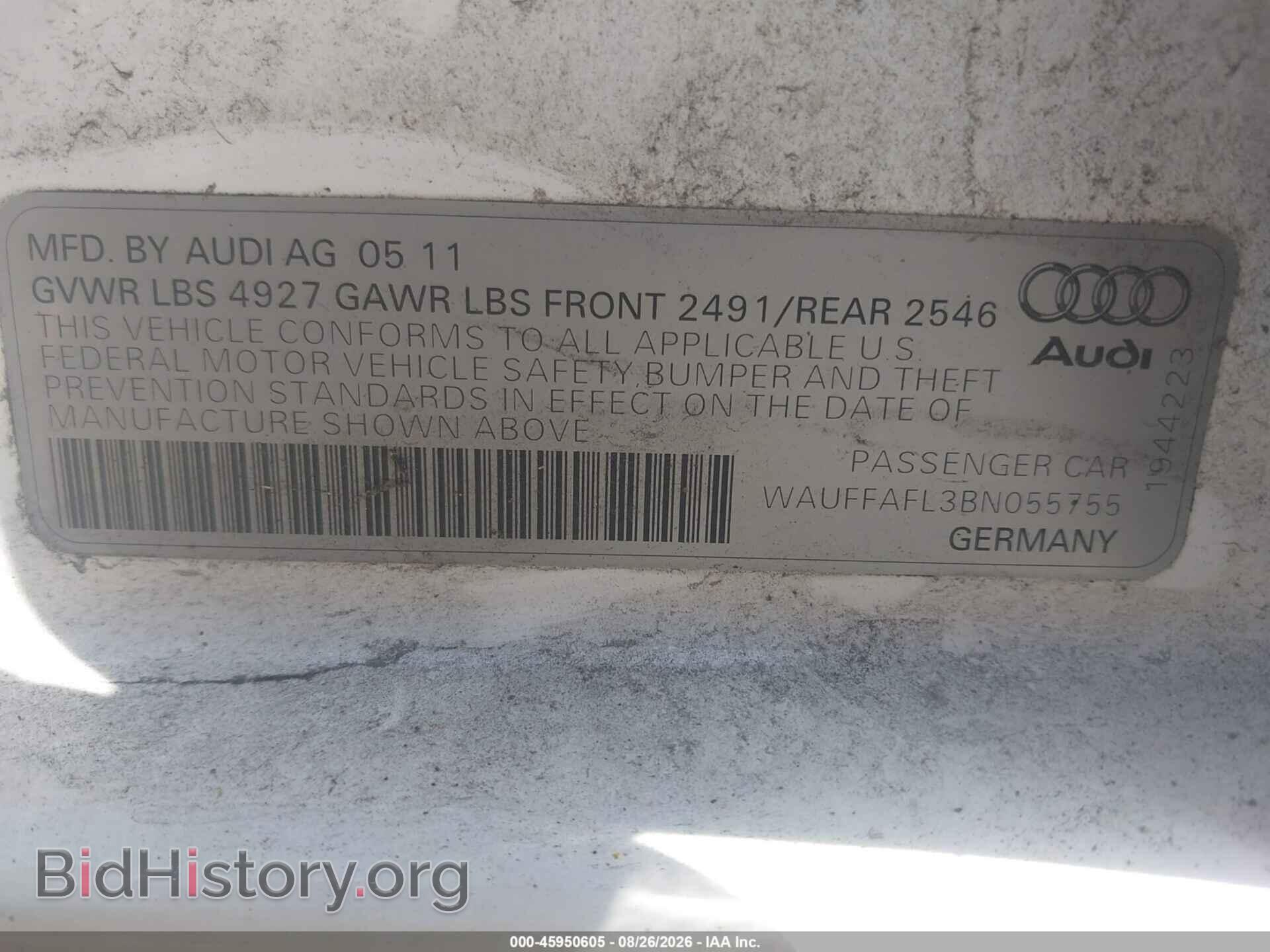 2011 AUDI A4 - VIN: WAUFFAFL3BN055755 - Photo 9