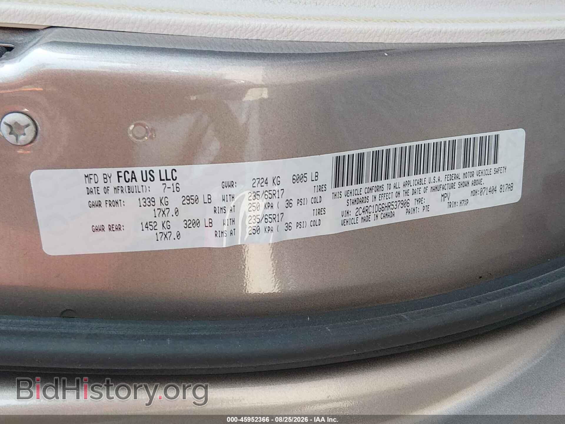 2017 CHRYSLER PACIFICA - VIN: 2C4RC1DG6HR537906 - Photo 9