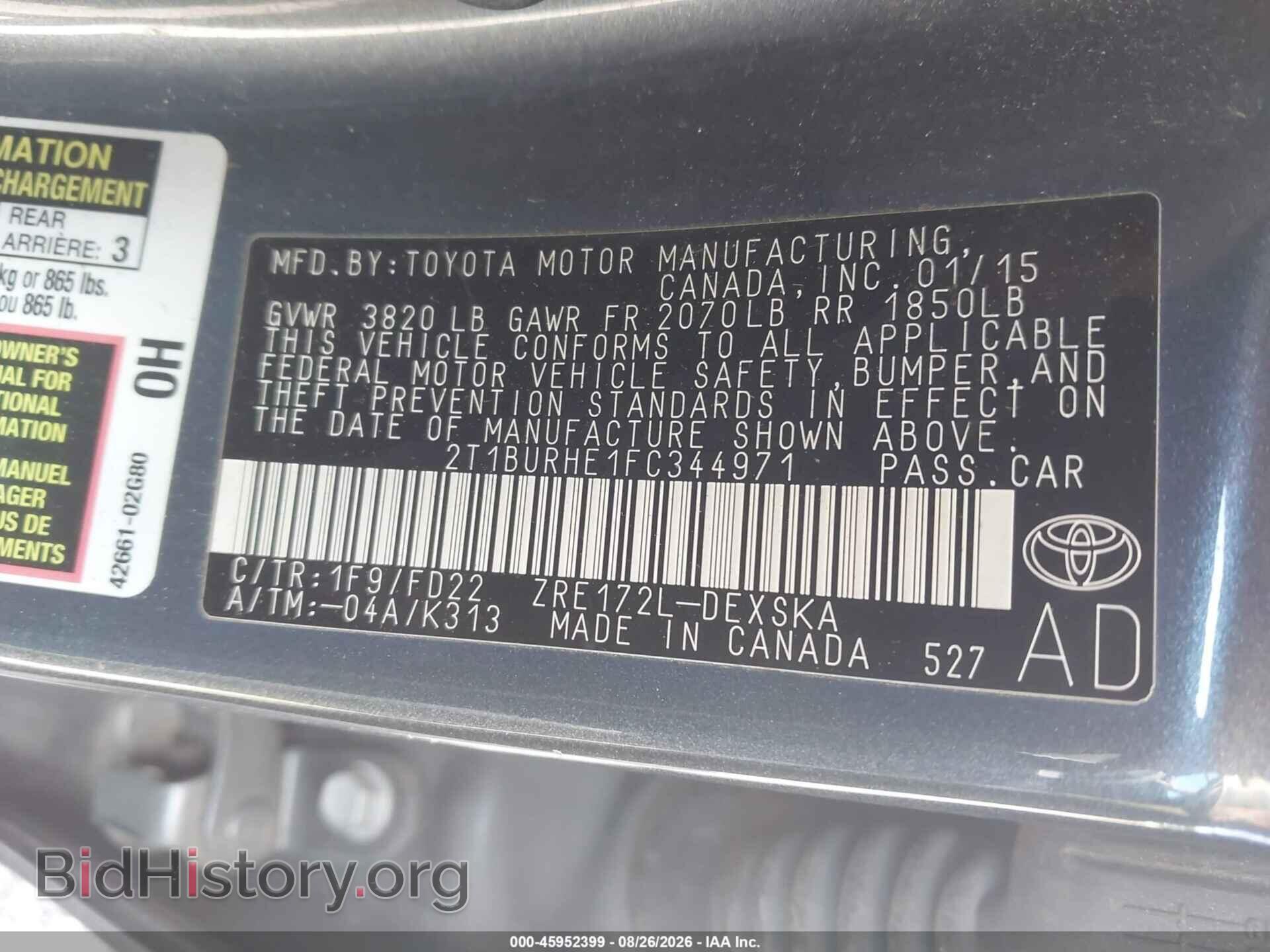 2015 TOYOTA COROLLA - VIN: 2T1BURHE1FC344971 - Photo 9