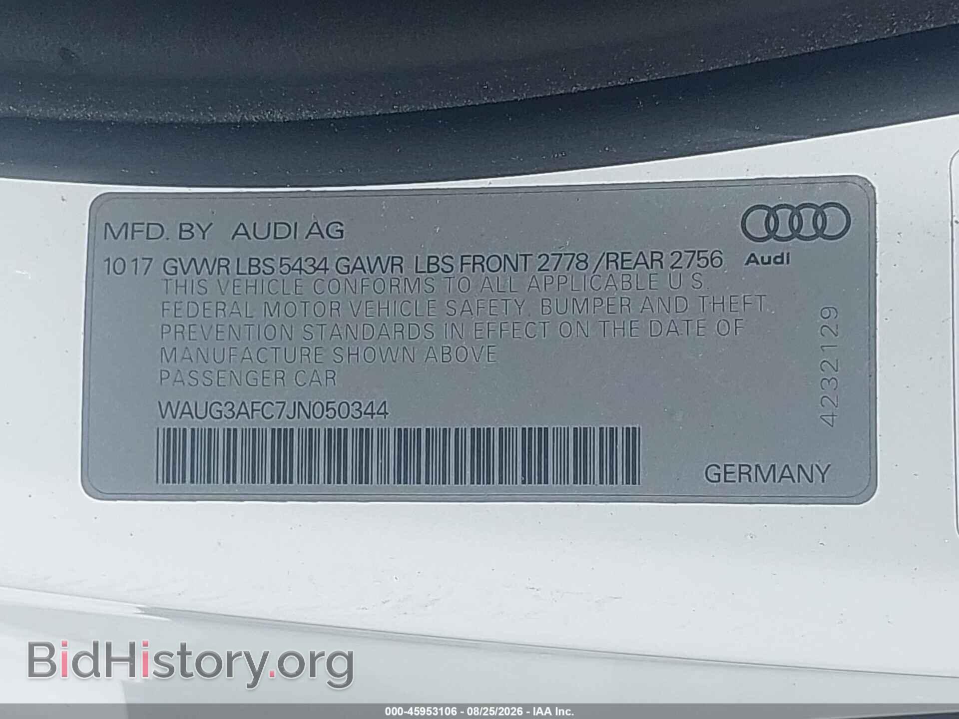 2018 AUDI A6 - VIN: WAUG3AFC7JN050344 - Фото 9