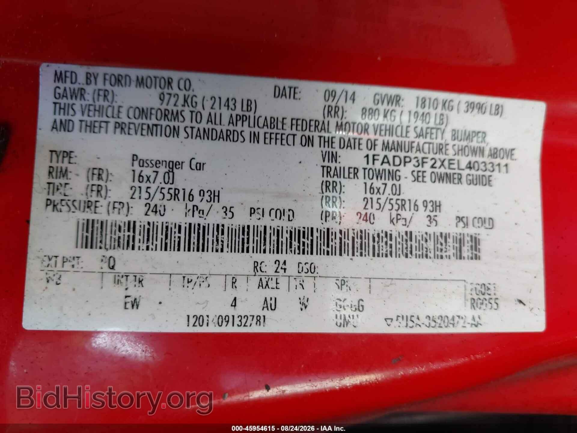 2014 FORD FOCUS - VIN: 1FADP3F2XEL403311 - Фото 9
