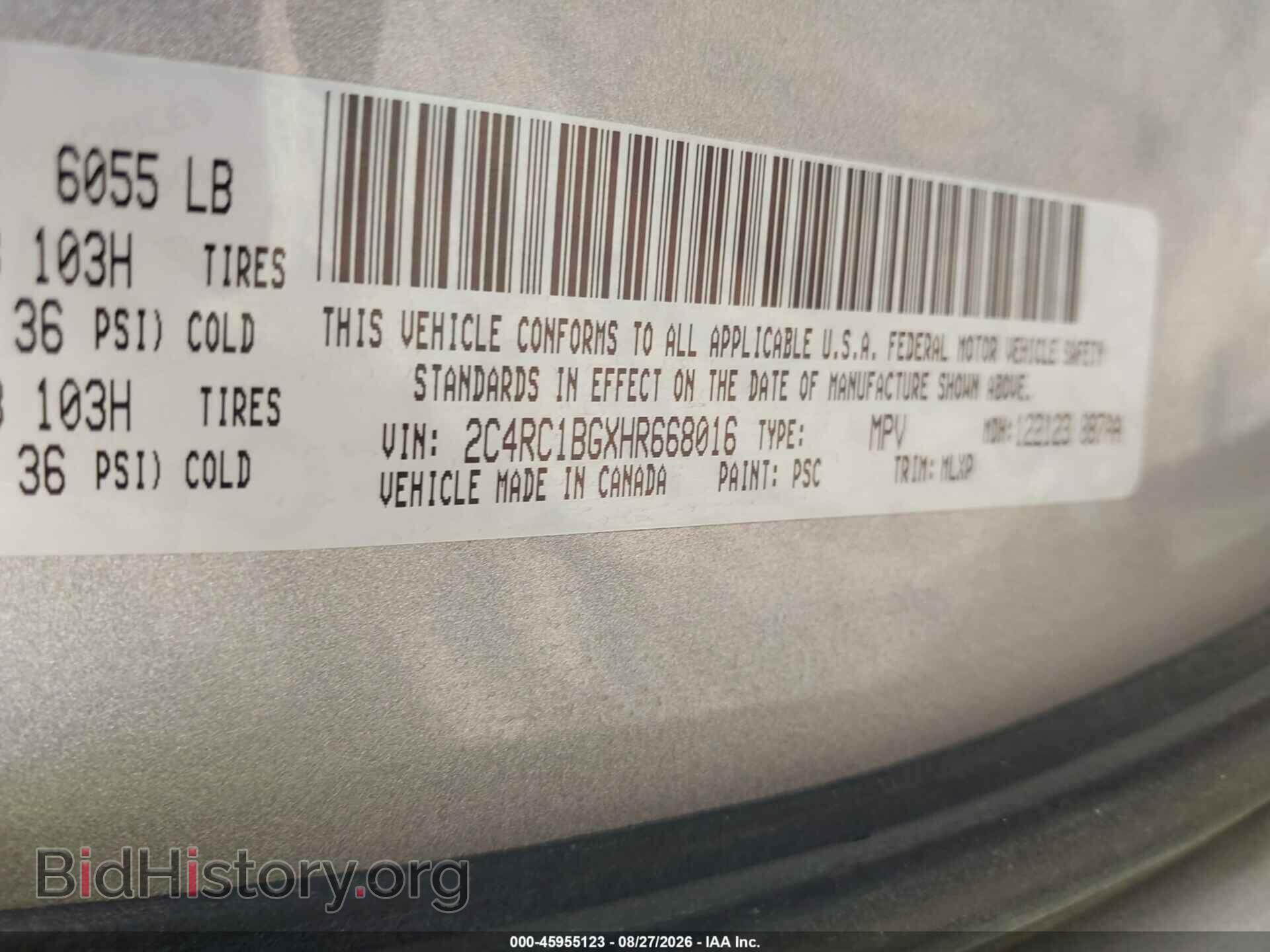 2017 CHRYSLER PACIFICA - VIN: 2C4RC1BGXHR668016 - Photo 9