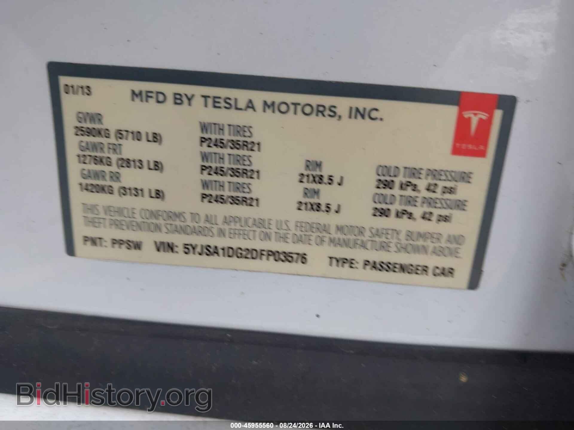 2013 TESLA MODEL S - VIN: 5YJSA1DG2DFP03576 - Photo 9