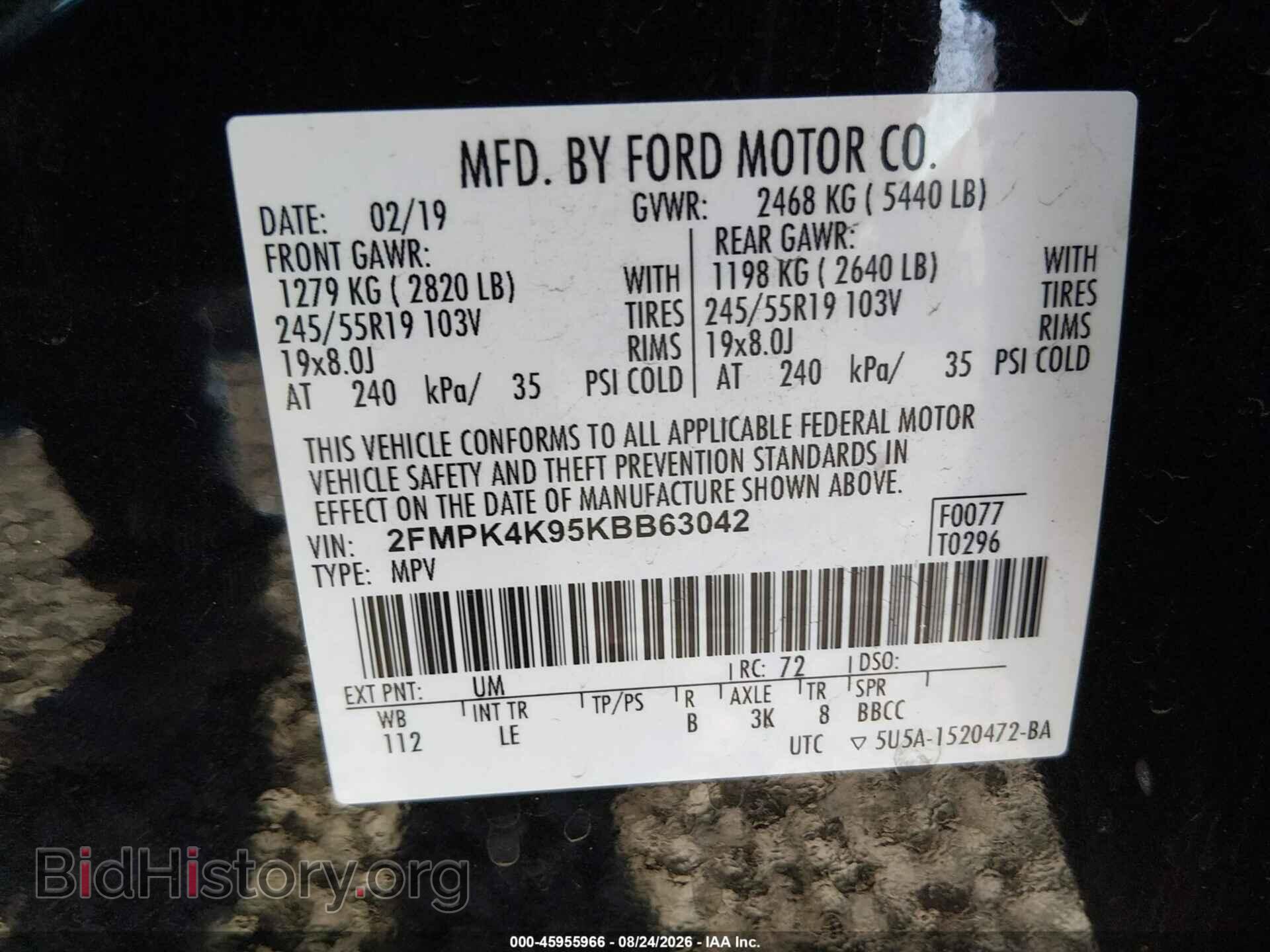 2019 FORD EDGE - VIN: 2FMPK4K95KBB63042 - Photo 9