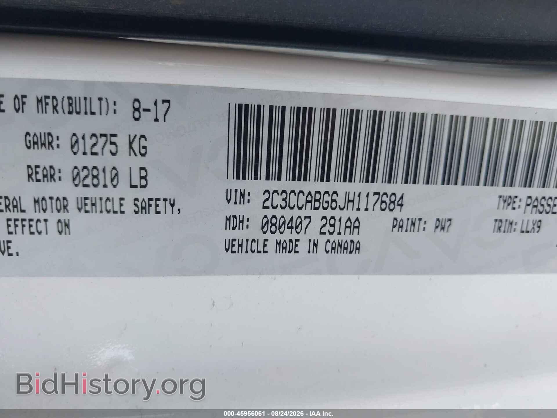 2018 CHRYSLER 300 - VIN: 2C3CCABG6JH117684 - Фото 9