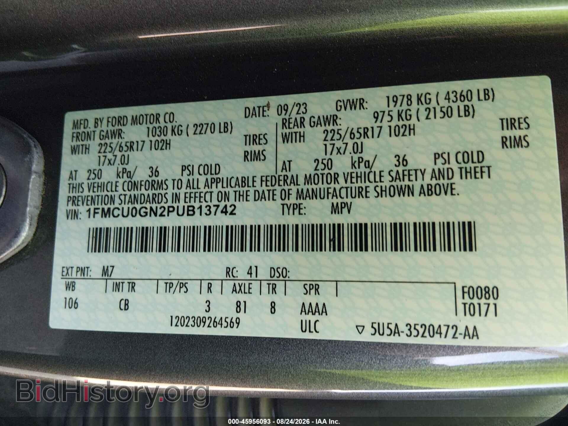 2023 FORD ESCAPE - VIN: 1FMCU0GN2PUB13742 - Фото 9