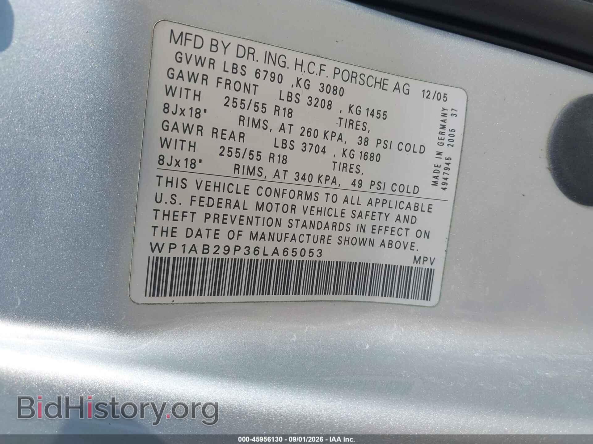 2006 PORSCHE CAYENNE - VIN: WP1AB29P36LA65053 - Фото 9