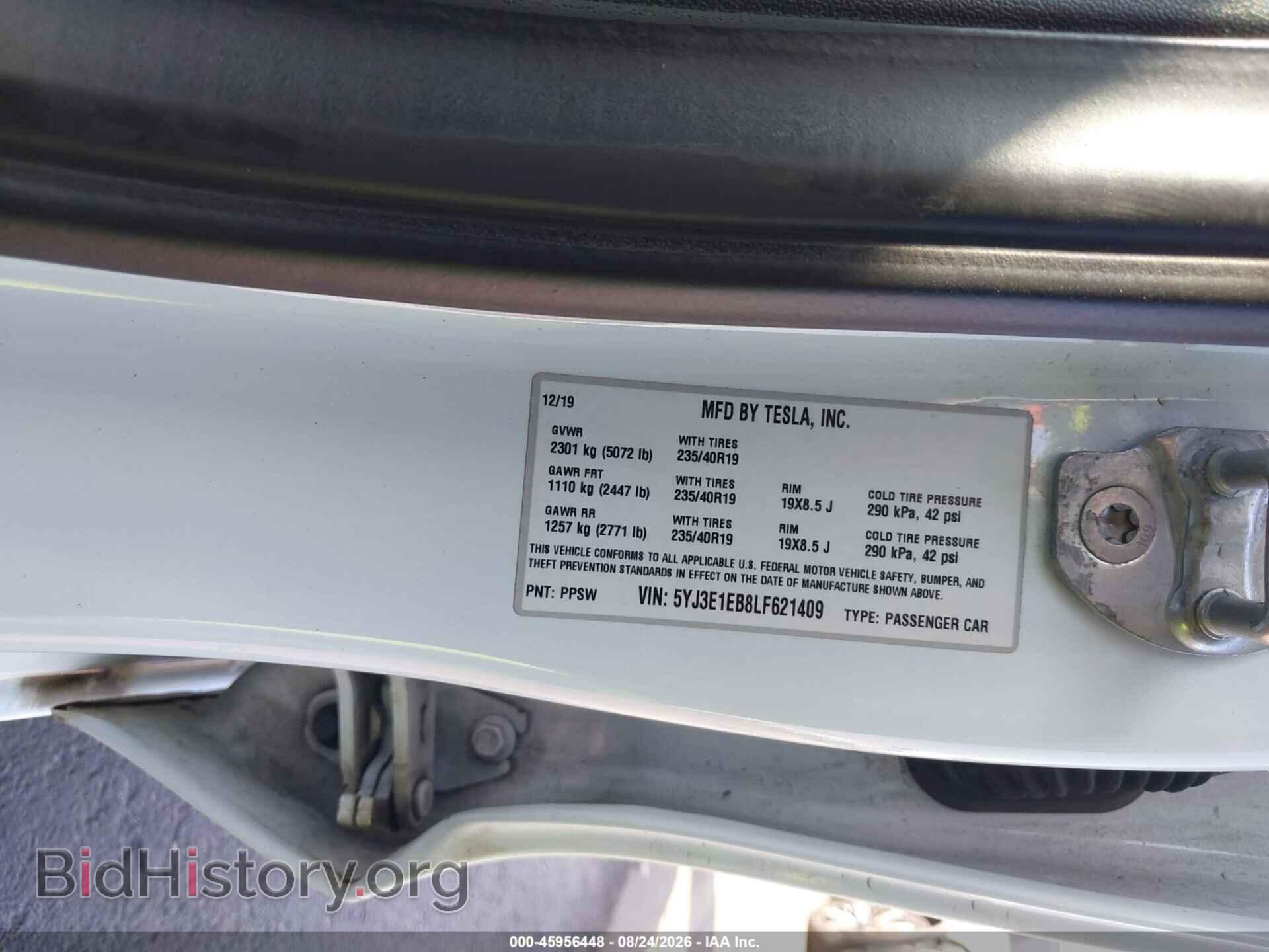 2020 TESLA MODEL 3 - VIN: 5YJ3E1EB8LF621409 - Фото 9