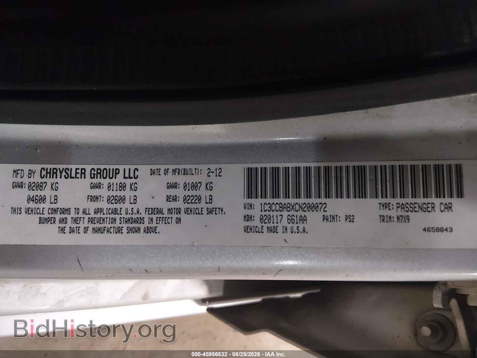 2012 CHRYSLER 200 - VIN: 1C3CCBABXCN200072 - Photo 9