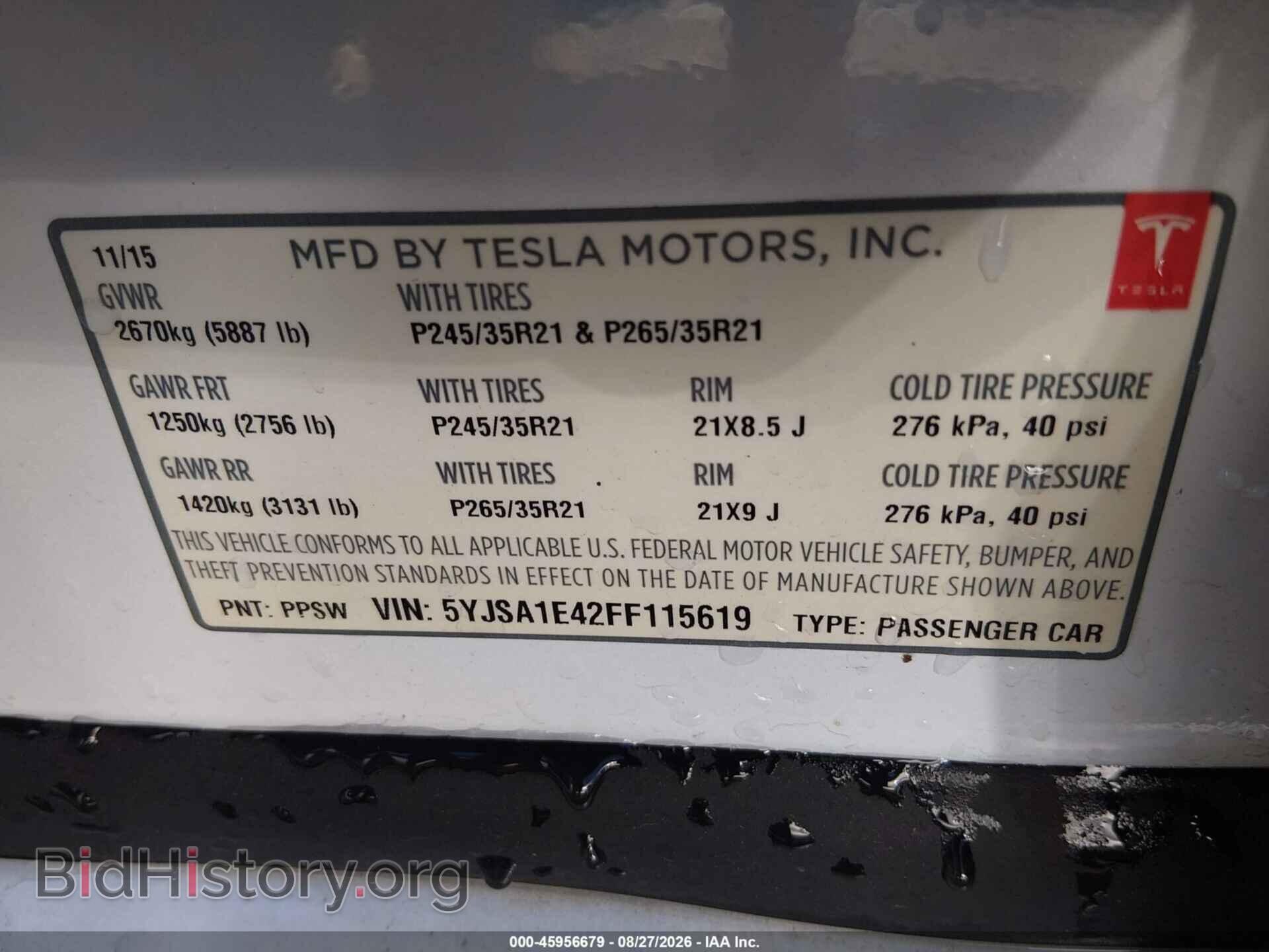 2015 TESLA MODEL S - VIN: 5YJSA1E42FF115619 - Photo 9