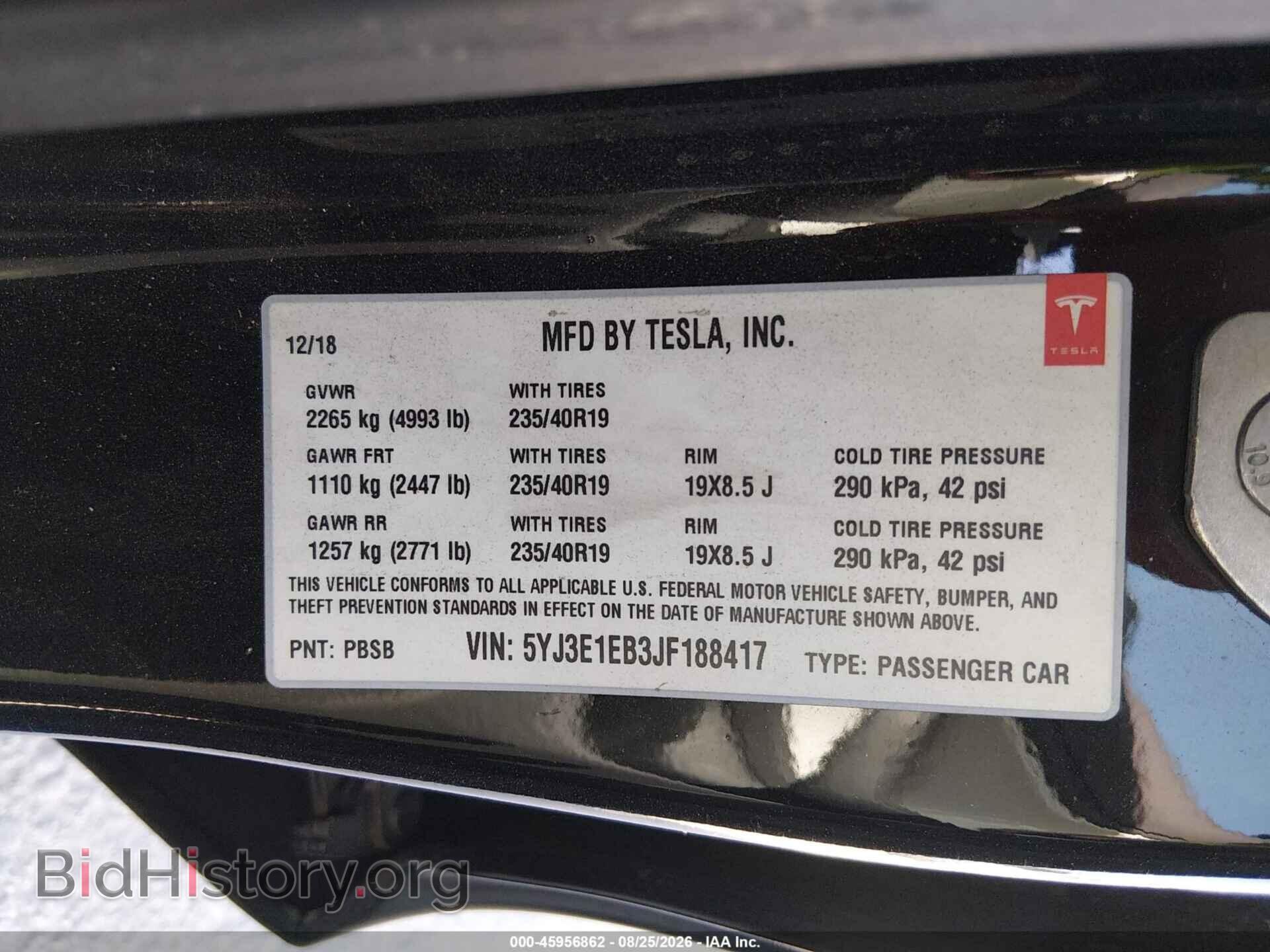 2018 TESLA MODEL 3 - VIN: 5YJ3E1EB3JF188417 - Photo 9