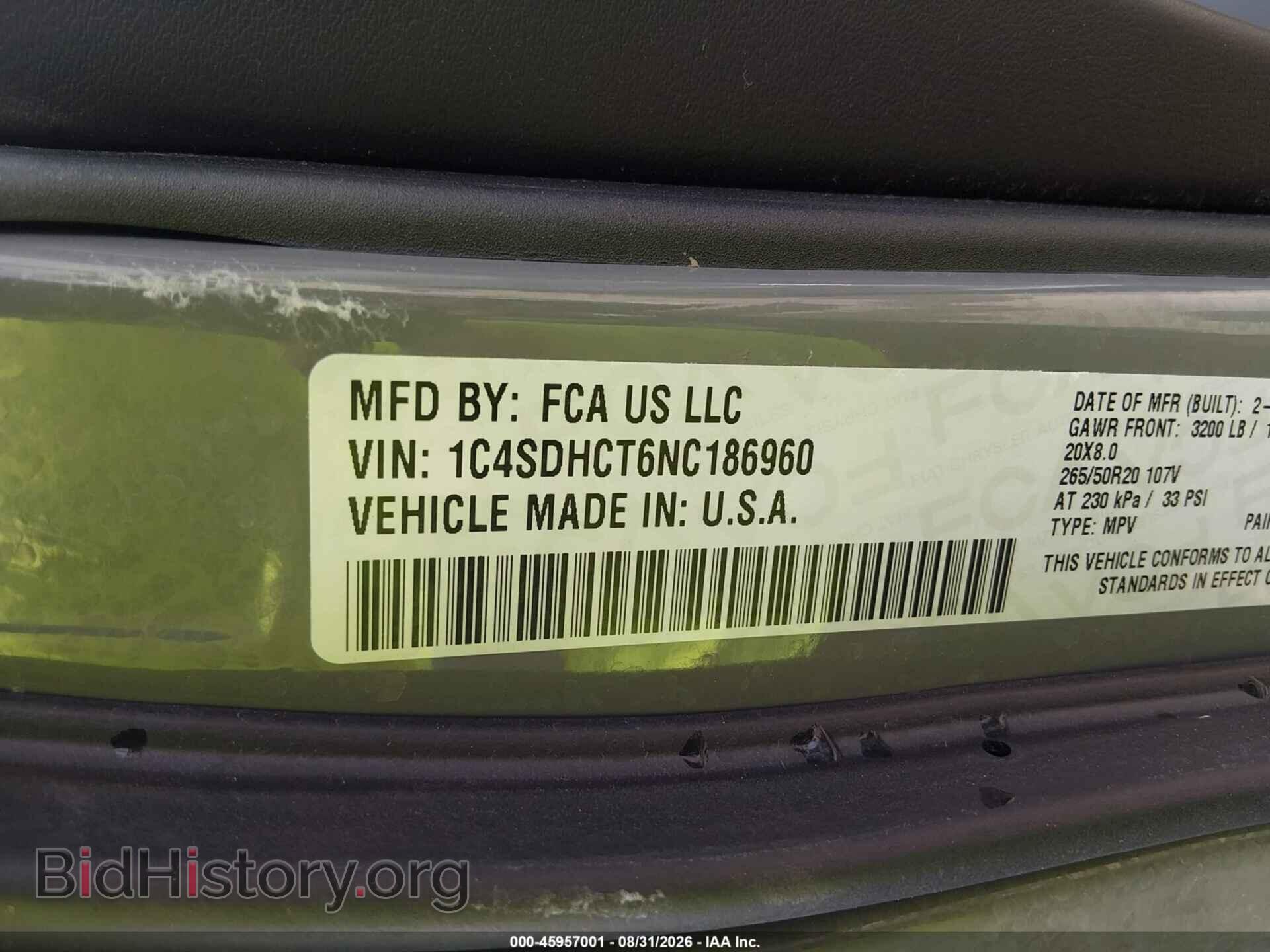 2022 DODGE DURANGO - VIN: 1C4SDHCT6NC186960 - Фото 9