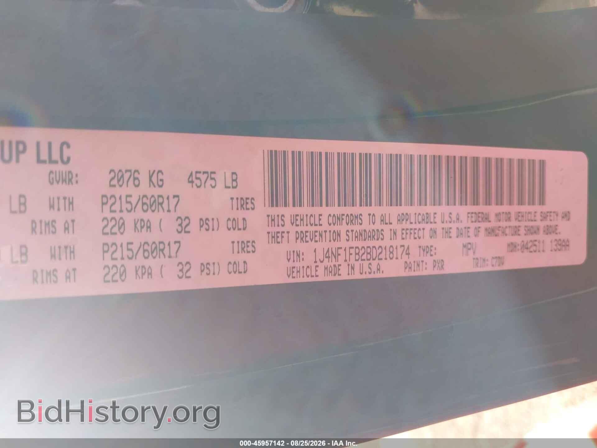 2011 JEEP COMPASS - VIN: 1J4NF1FB2BD218174 - Photo 9