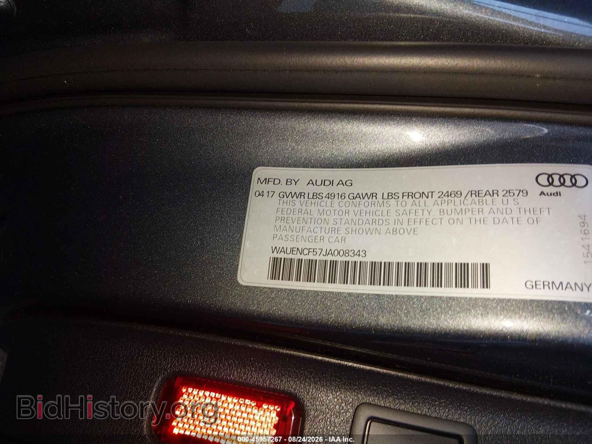 2018 AUDI A5 - VIN: WAUENCF57JA008343 - Фото 9