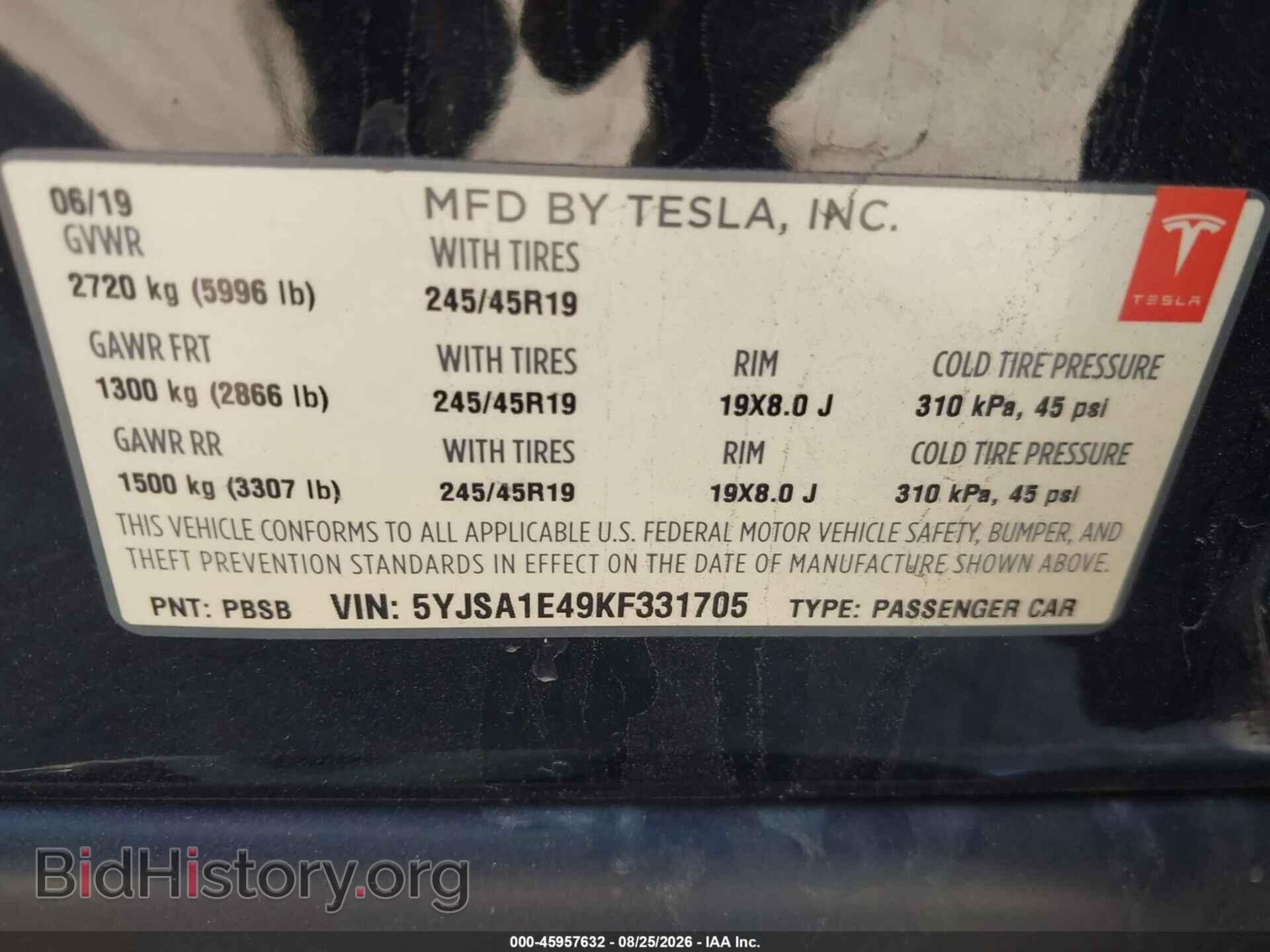 2019 TESLA MODEL S - VIN: 5YJSA1E49KF331705 - Photo 9