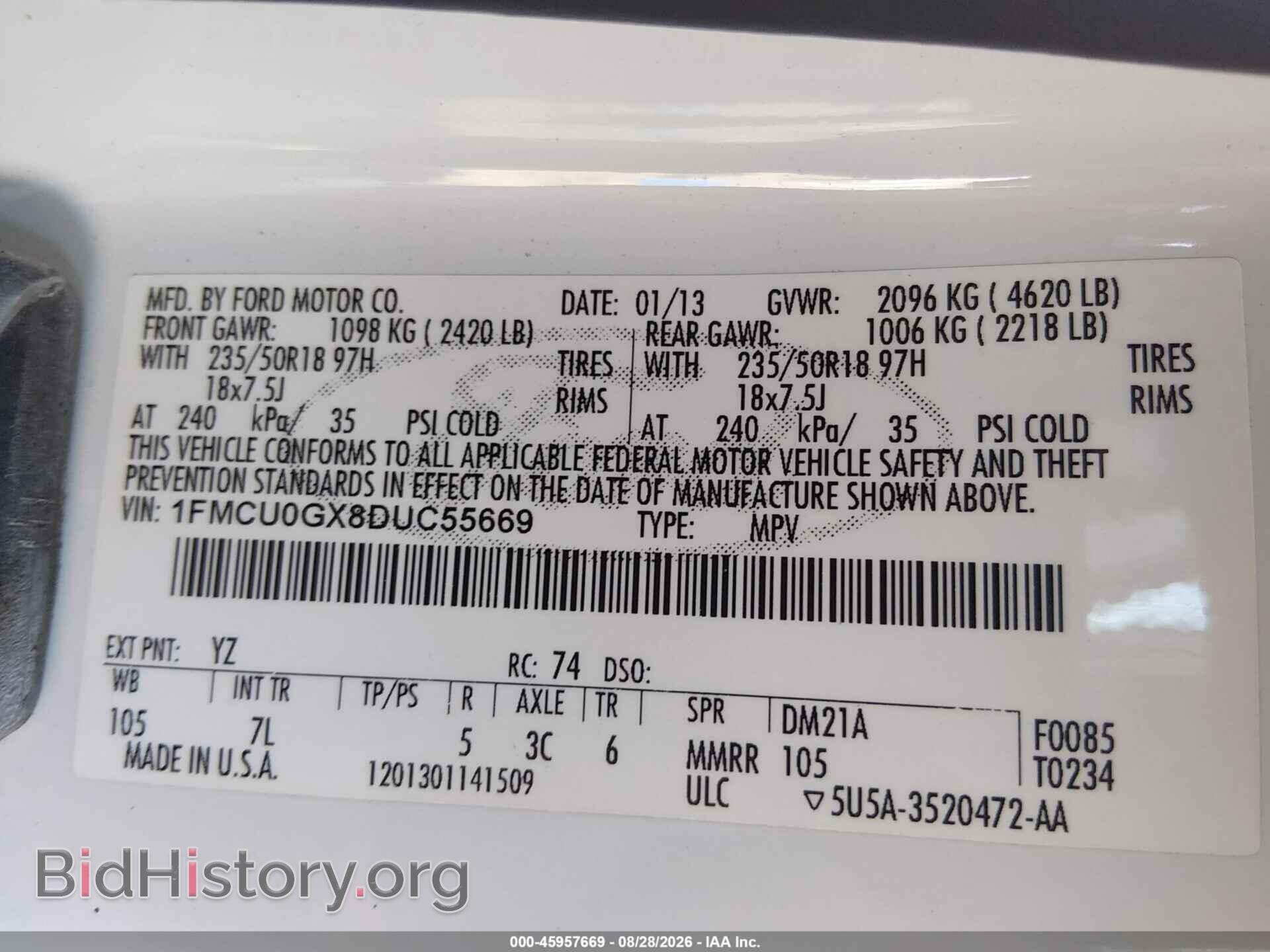 2013 FORD ESCAPE - VIN: 1FMCU0GX8DUC55669 - Фото 9