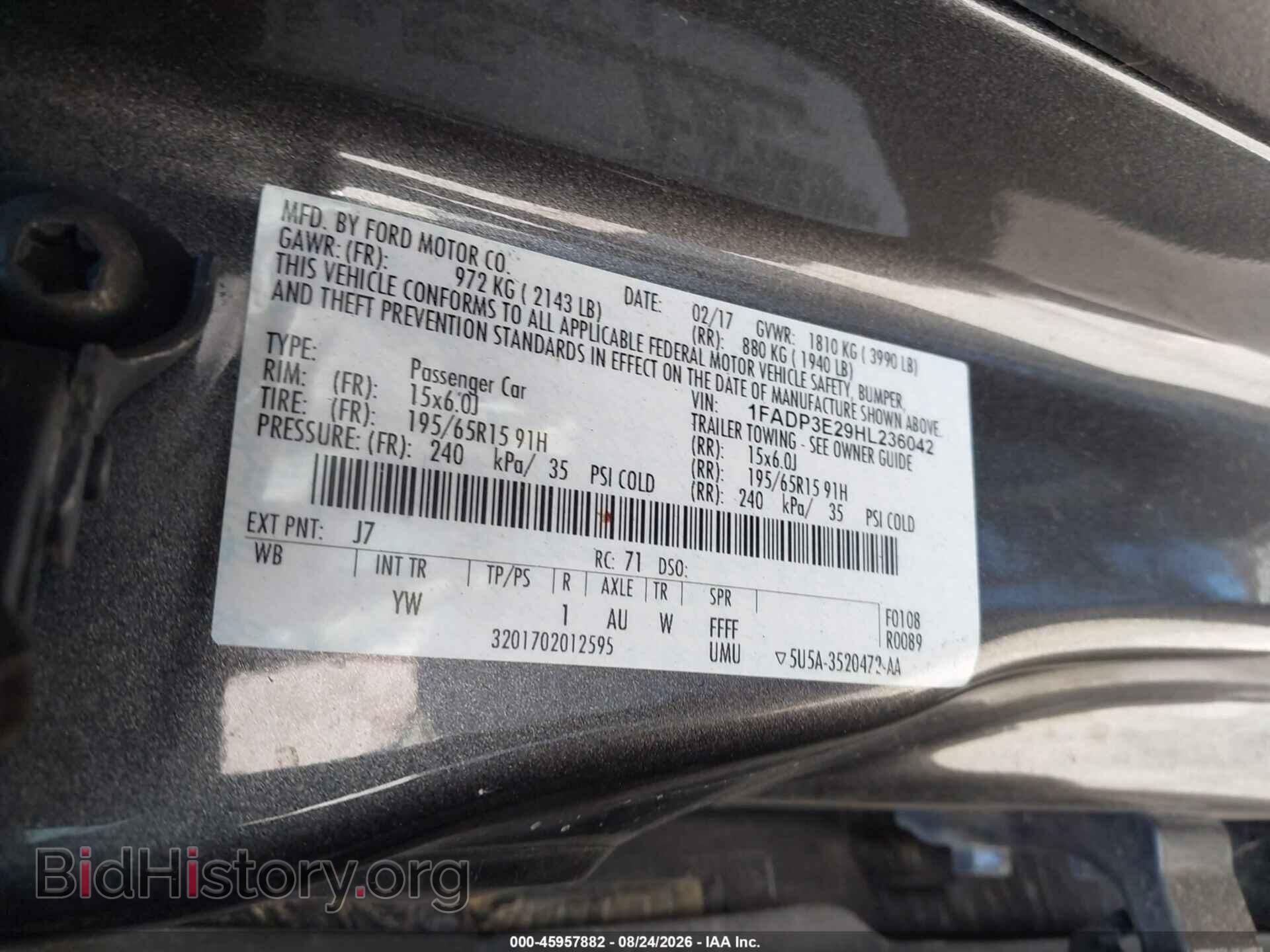 2017 FORD FOCUS - VIN: 1FADP3E29HL236042 - Photo 9
