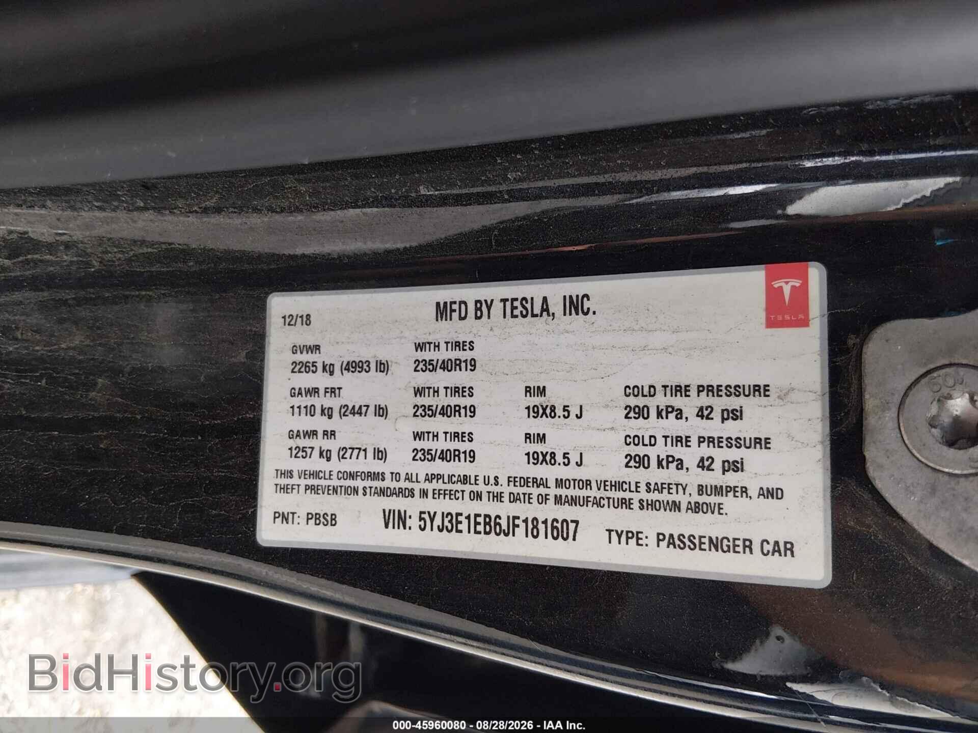 2018 TESLA MODEL 3 - VIN: 5YJ3E1EB6JF181607 - Photo 9