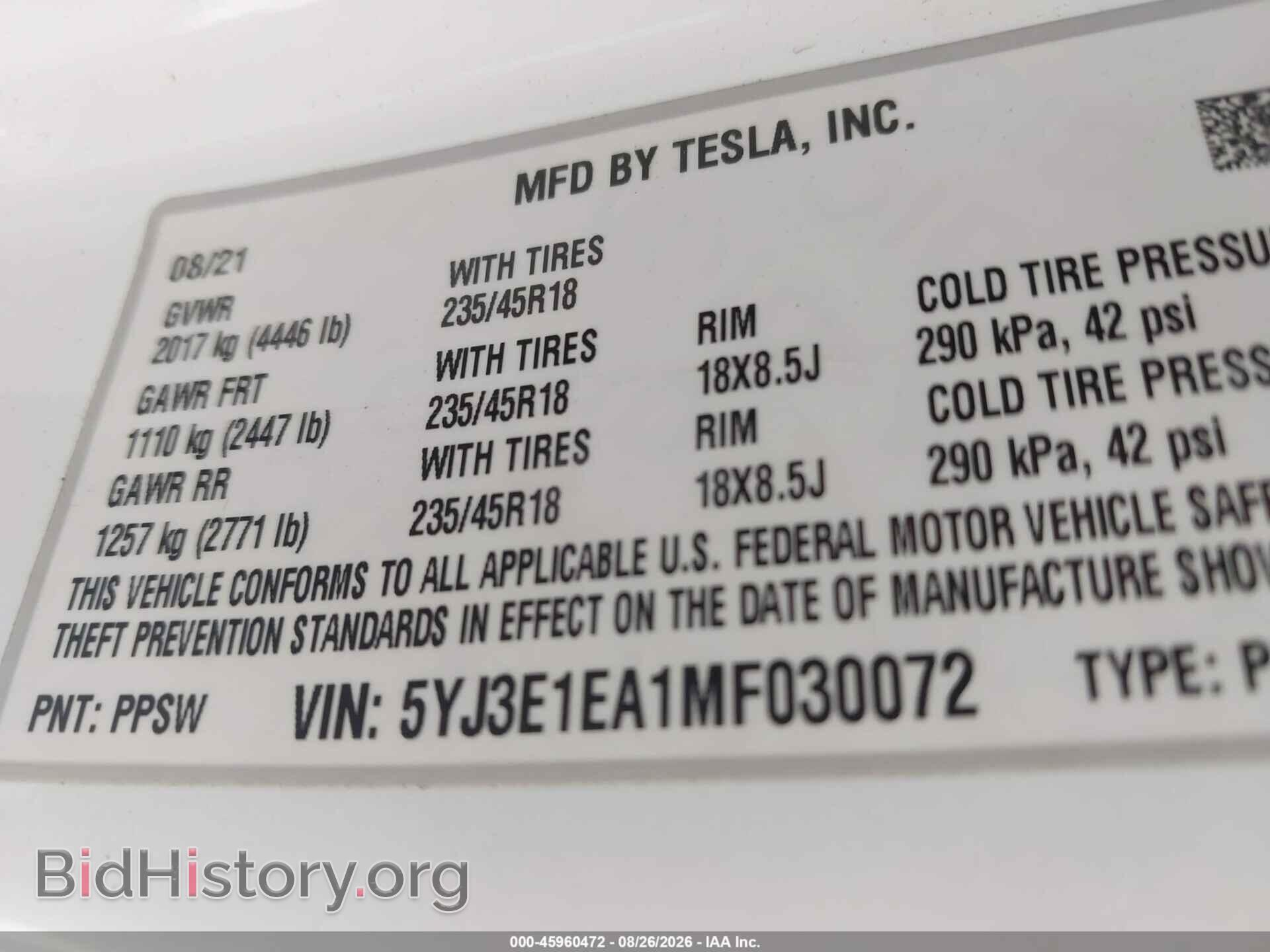 2021 TESLA MODEL 3 - VIN: 5YJ3E1EA1MF030072 - Photo 9