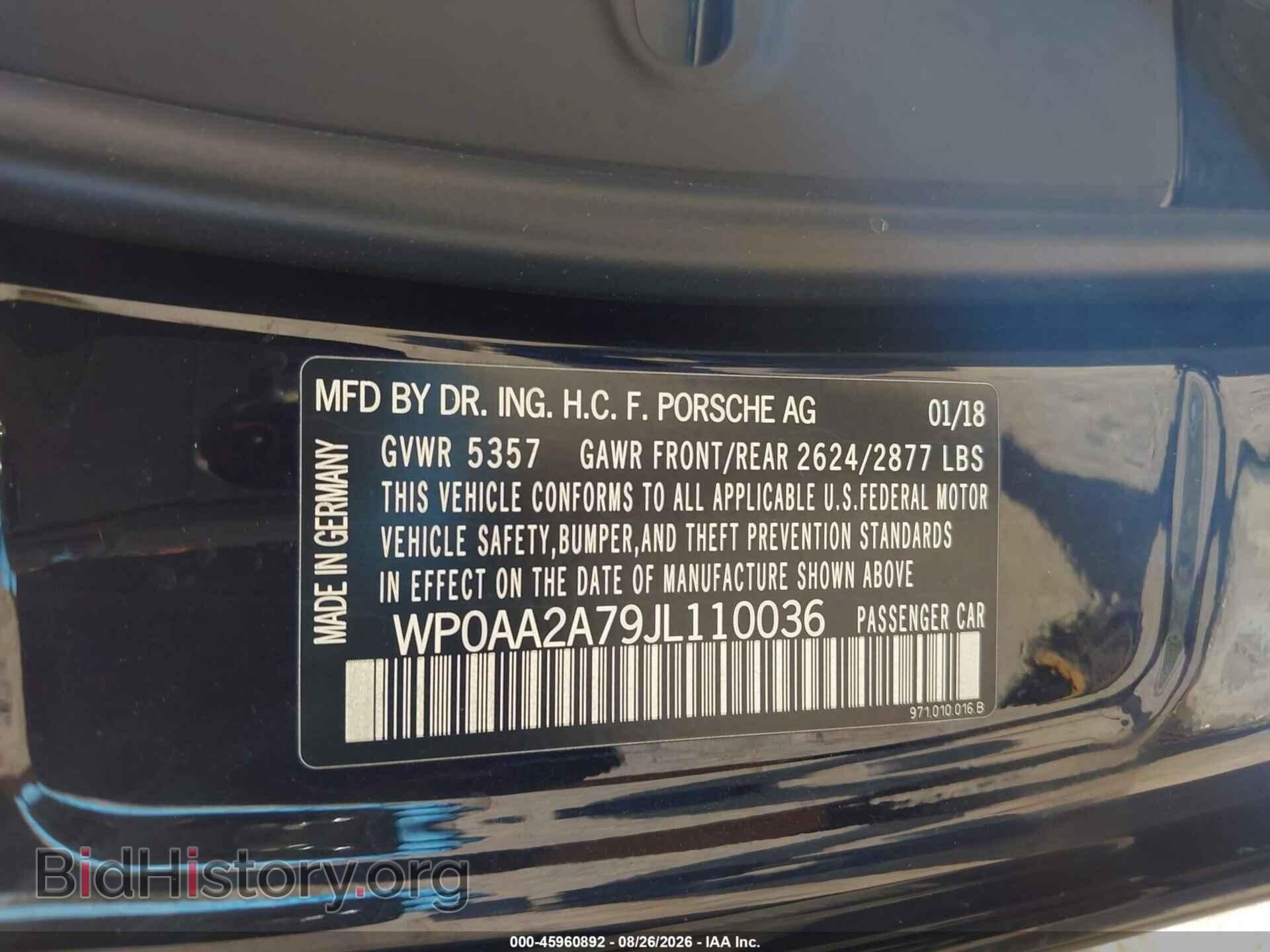2018 PORSCHE PANAMERA - VIN: WP0AA2A79JL110036 - Фото 9