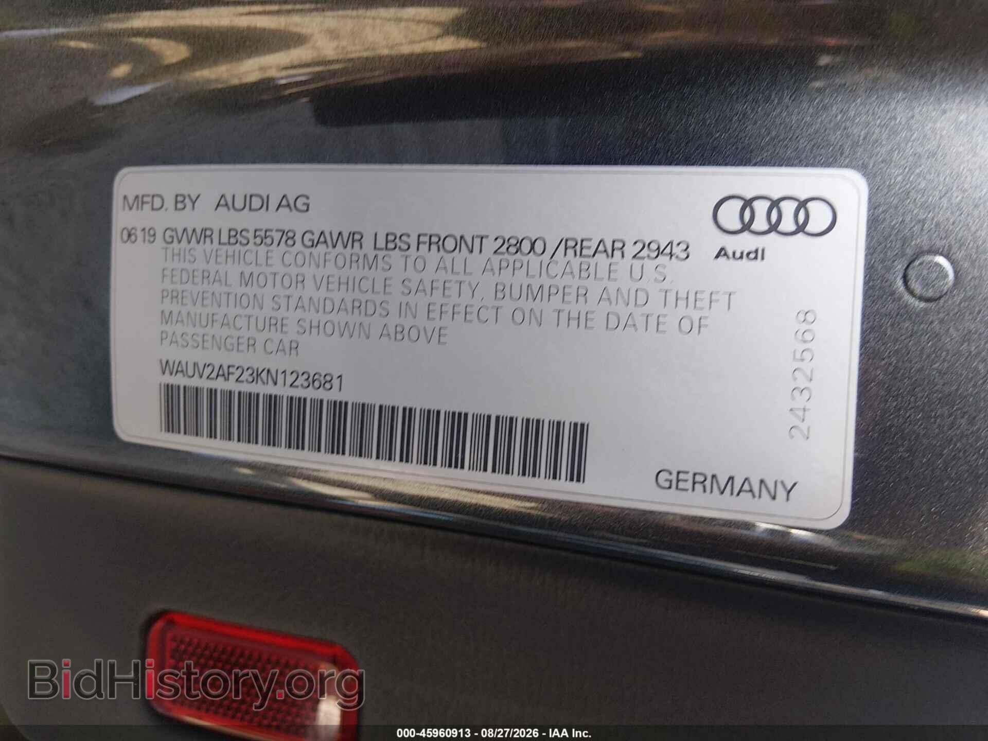 2019 AUDI A7 - VIN: WAUV2AF23KN123681 - Фото 9