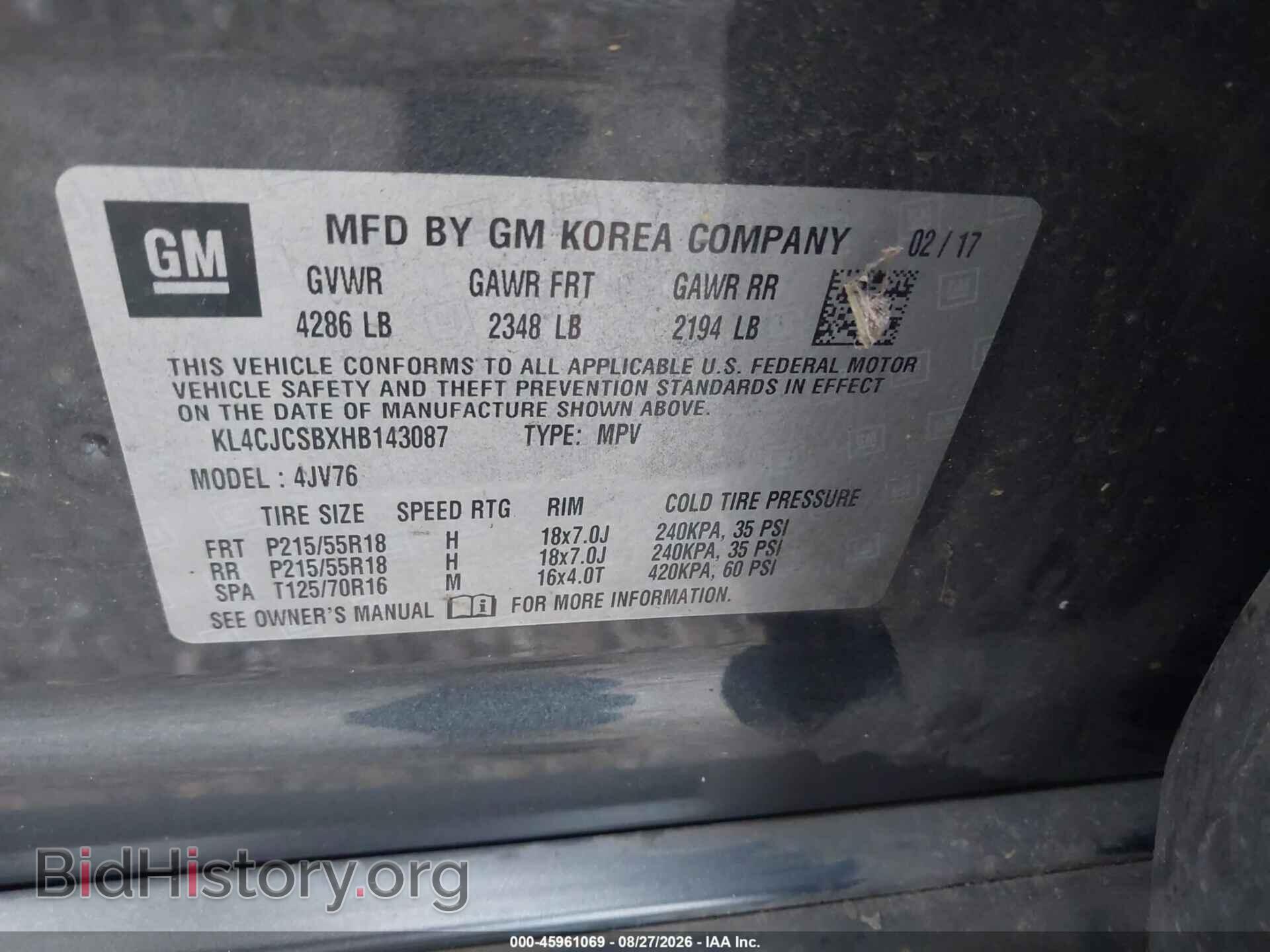 2017 BUICK ENCORE - VIN: KL4CJCSBXHB143087 - Photo 9