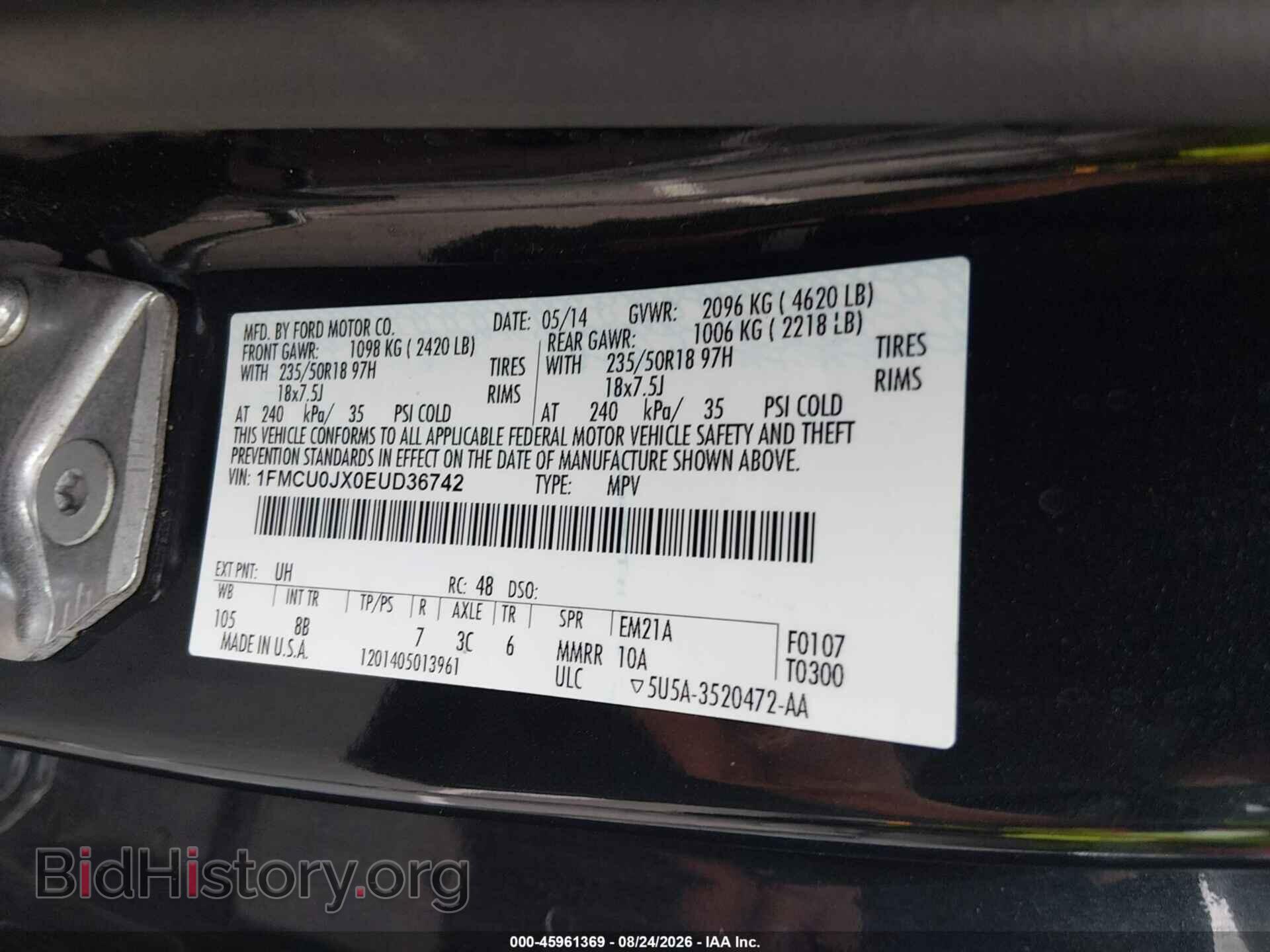 2014 FORD ESCAPE - VIN: 1FMTU0JX0EUD36742 - Photo 9