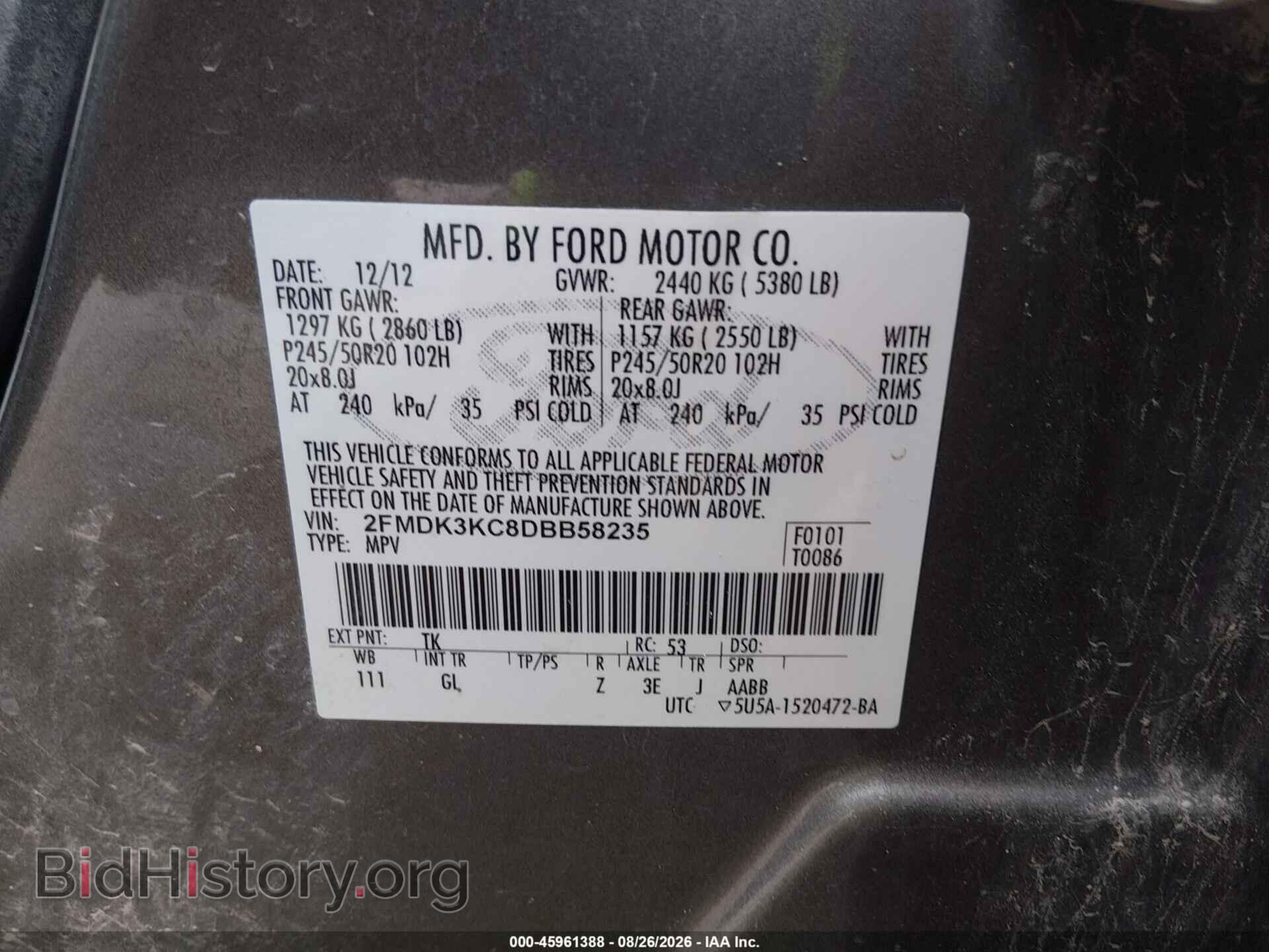 2013 FORD EDGE - VIN: 2FMDK3KC8DBB58235 - Photo 9