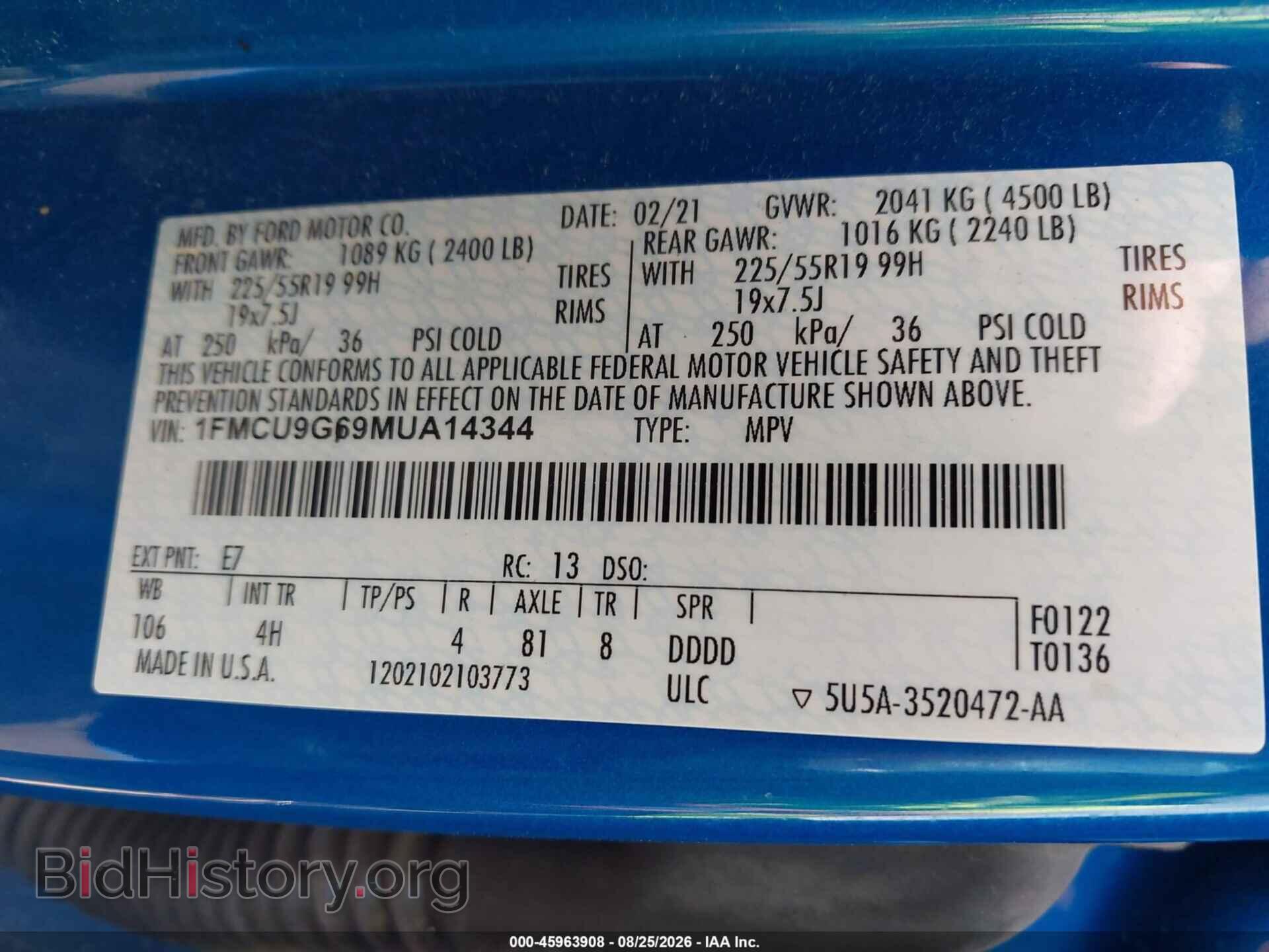 2021 FORD ESCAPE - VIN: 1FMCU9G69MUA14344 - Фото 9