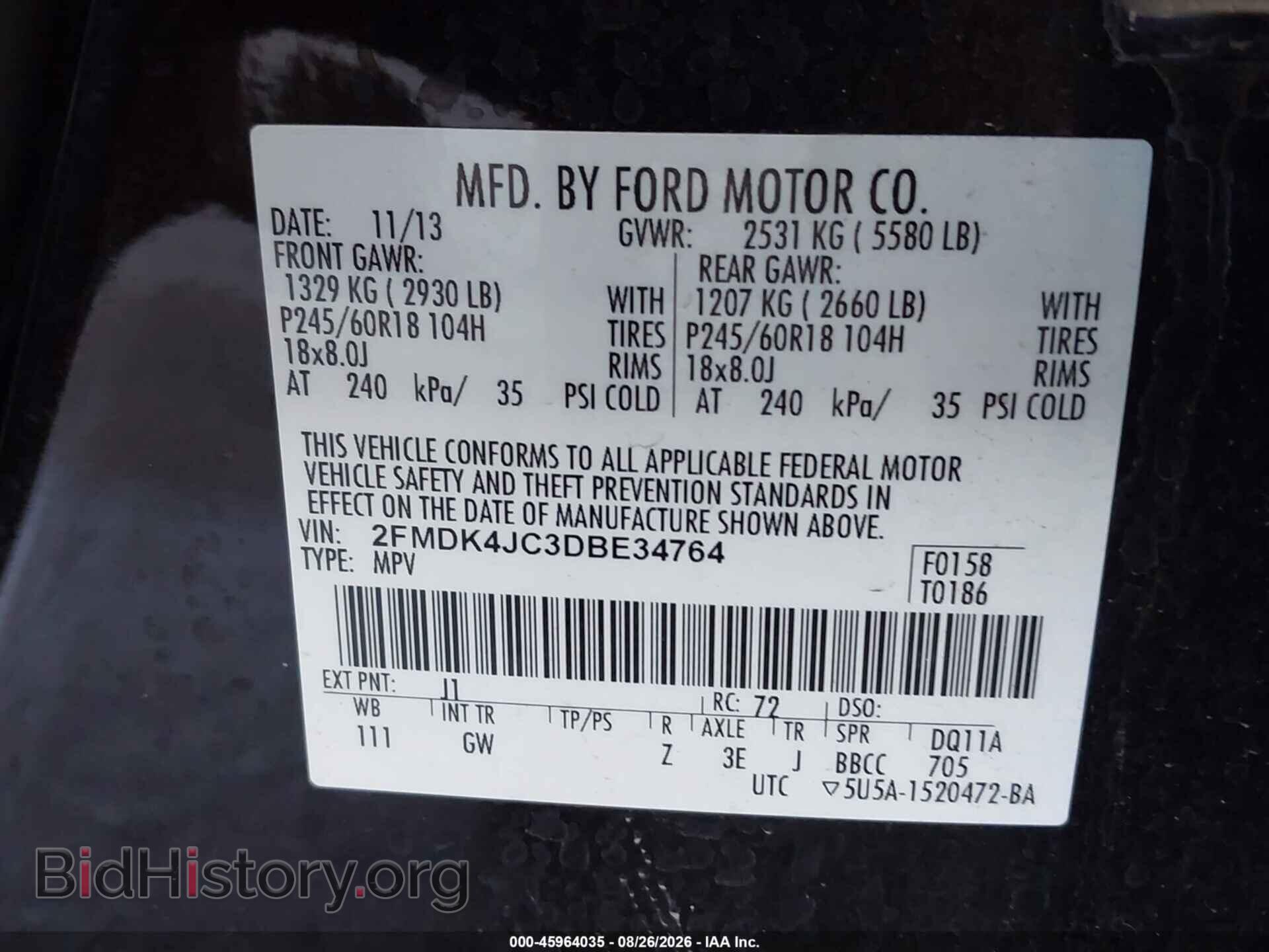 2013 FORD EDGE - VIN: 2FMDK4JC3DBE34764 - Photo 9