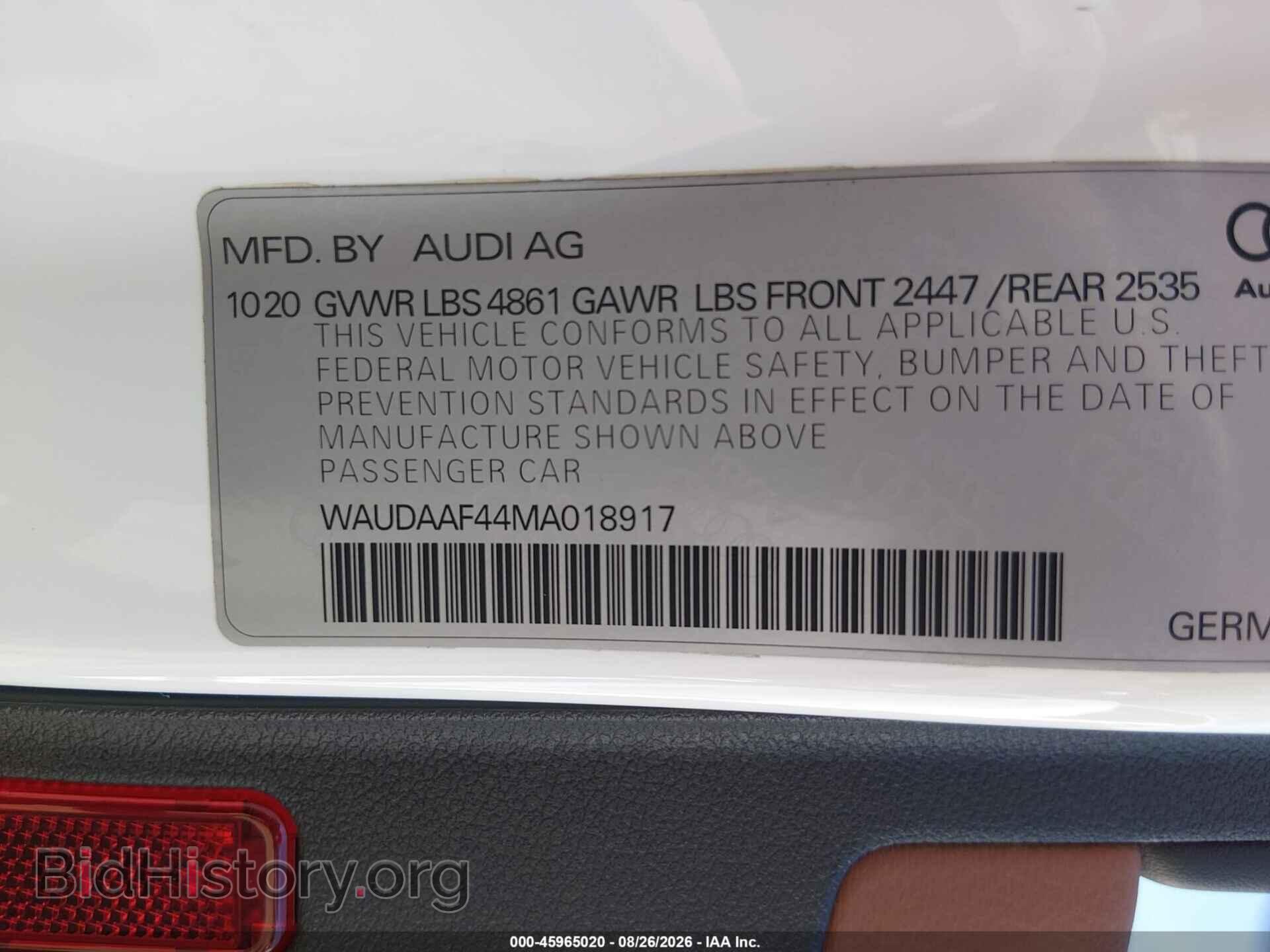 2021 AUDI A4 - VIN: WAUDAAF44MA018917 - Фото 9