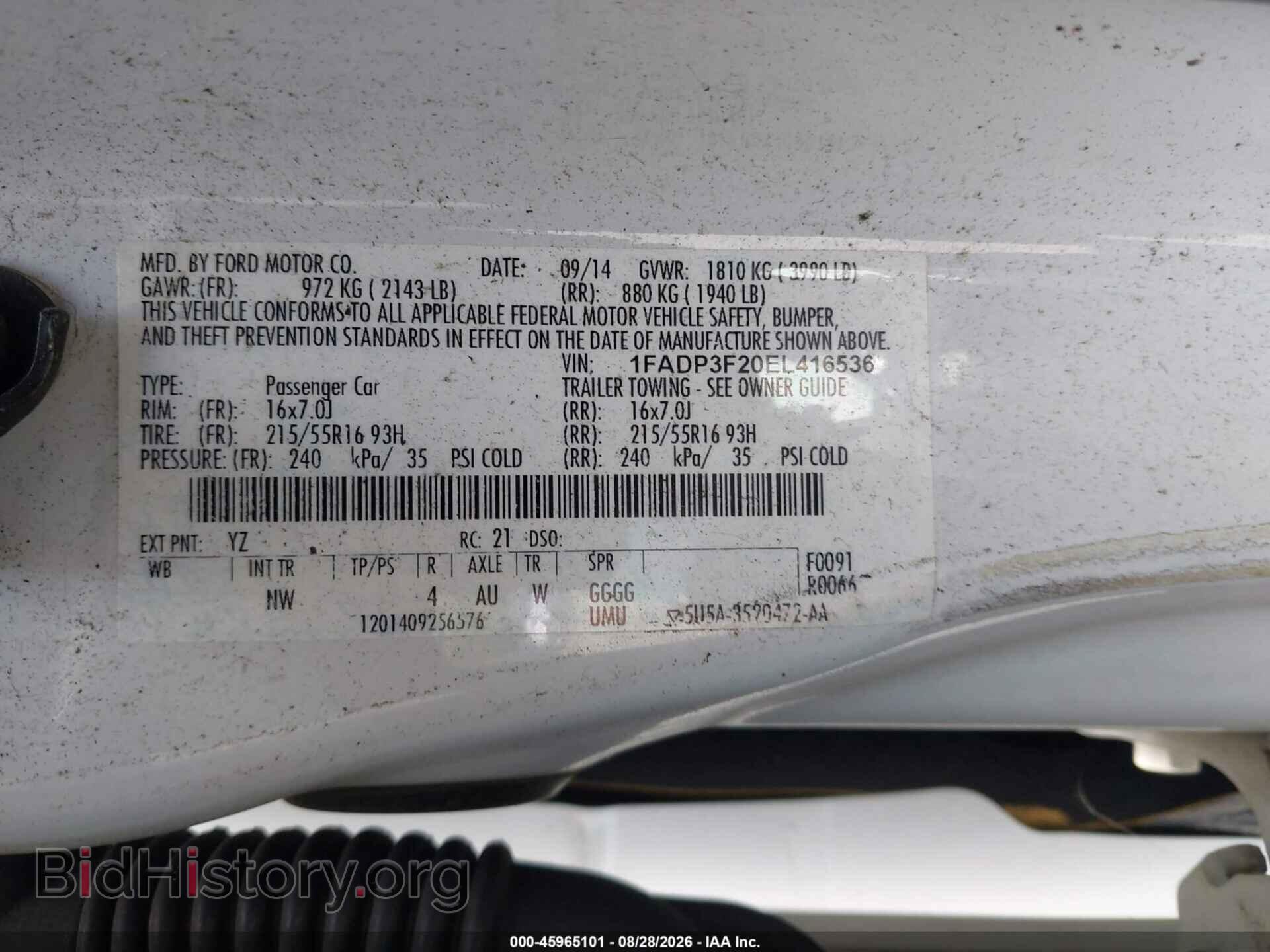 2014 FORD FOCUS - VIN: 1FADP3F20EL416536 - Photo 9