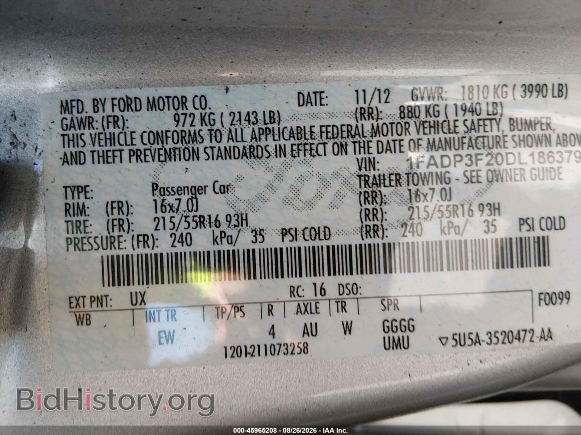 2013 FORD FOCUS - VIN: 1FADP3F20DL186379 - Фото 9
